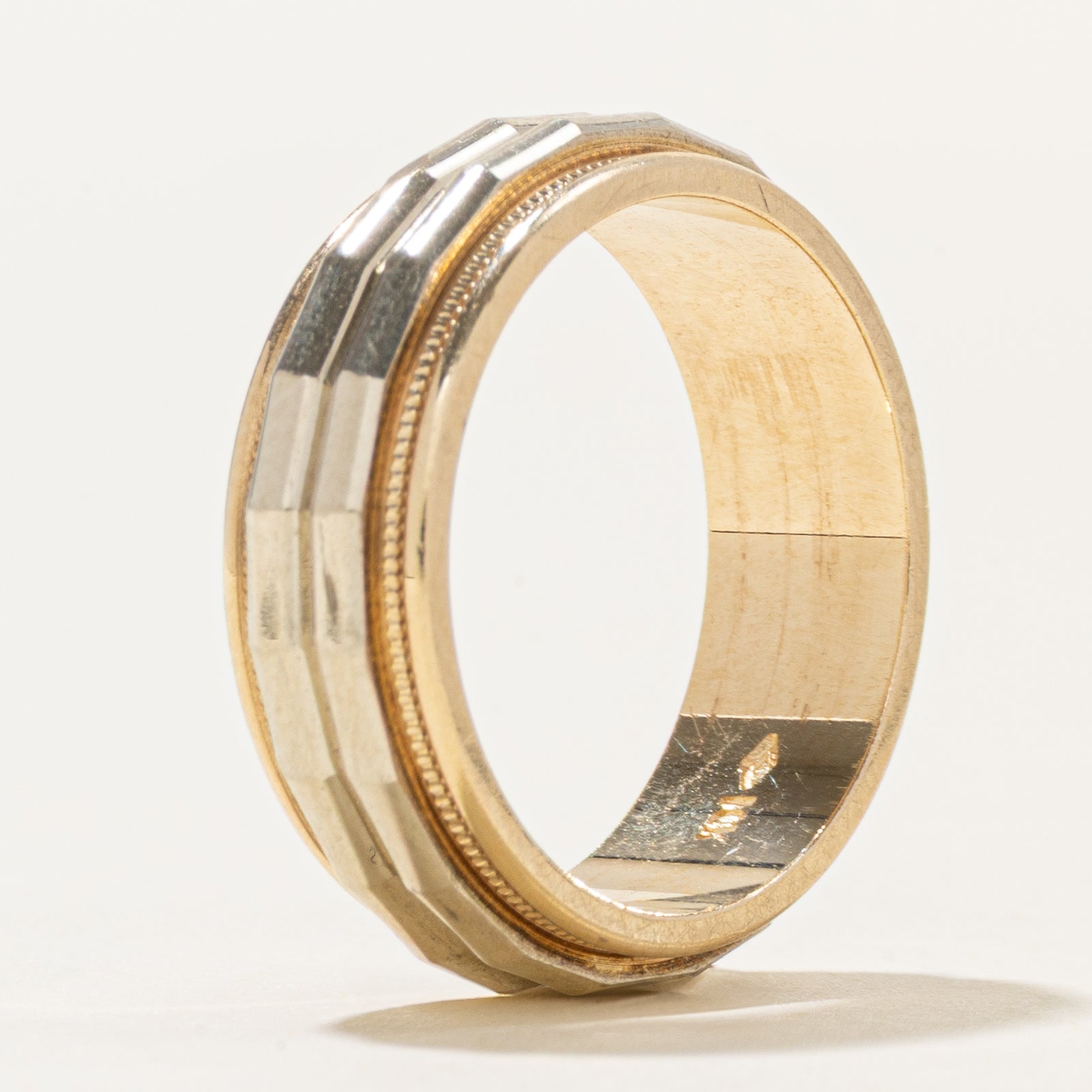 10K Two Tone Gold Textured Band | 6.1mm | SZ 5.75