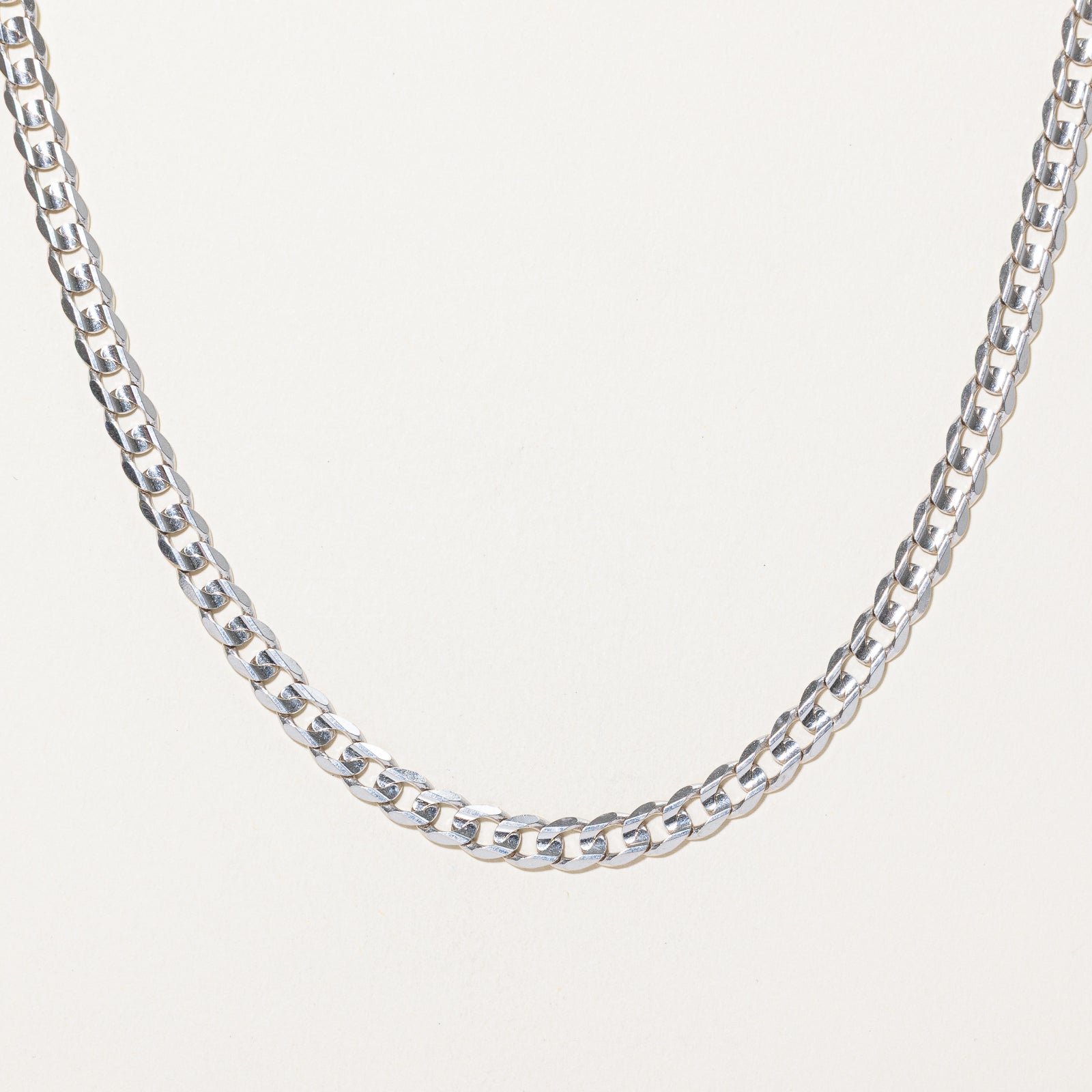 Italian 14k White Gold Curb Link Chain | 21.5"