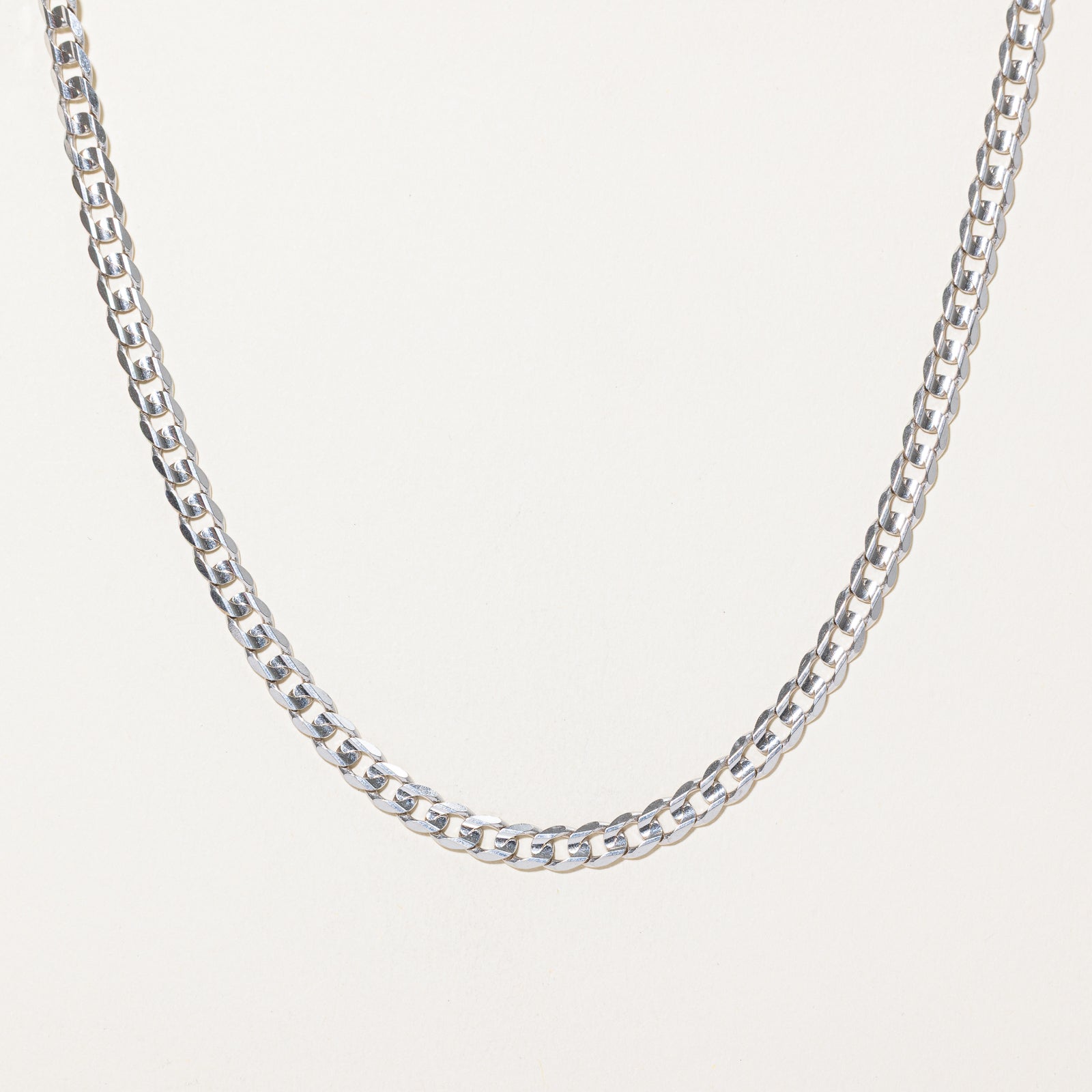 Italian 14k White Gold Curb Link Chain | 21.5"