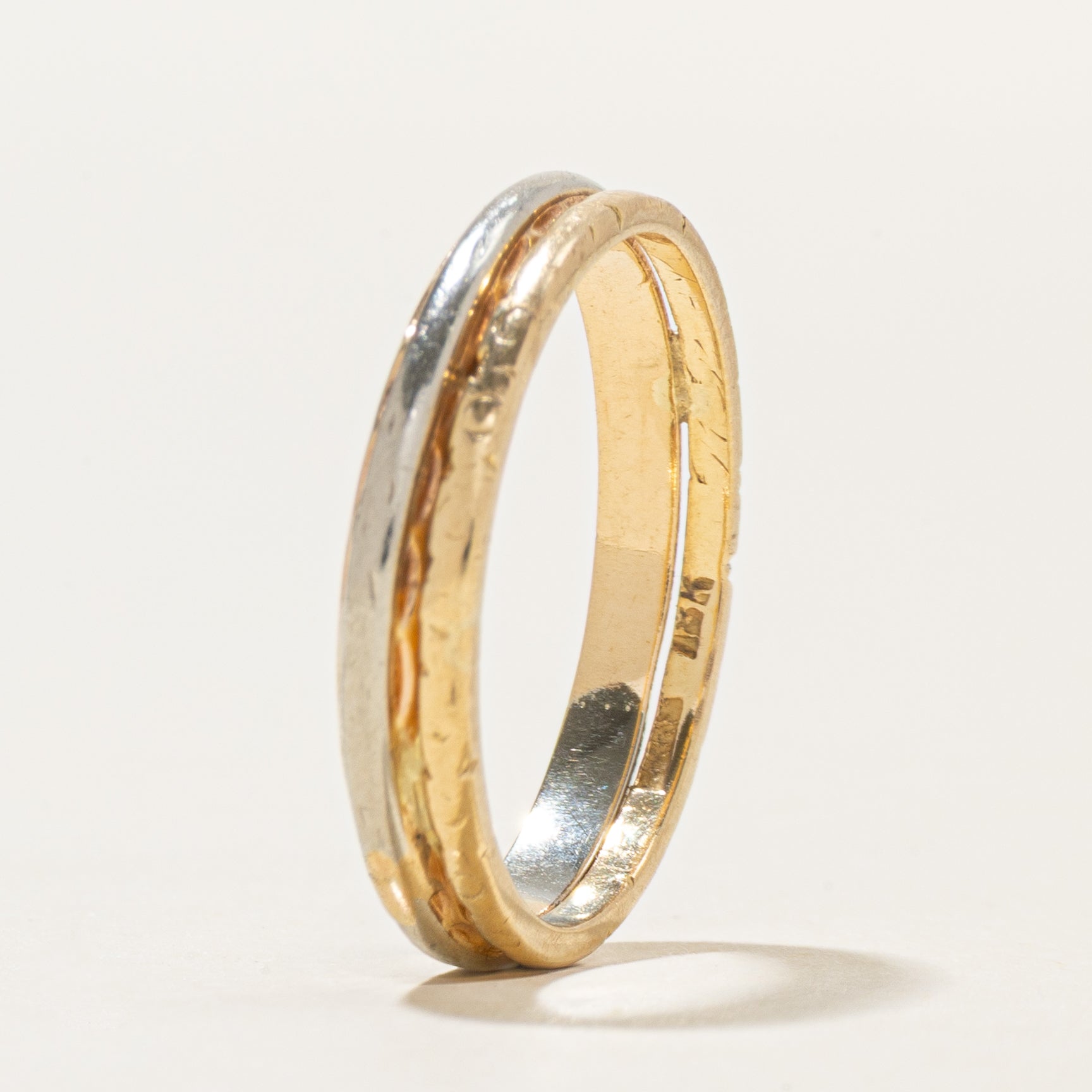 'Birks' Two Tone Gold Stacker Band Set | 3.5mm | SZ 6.25