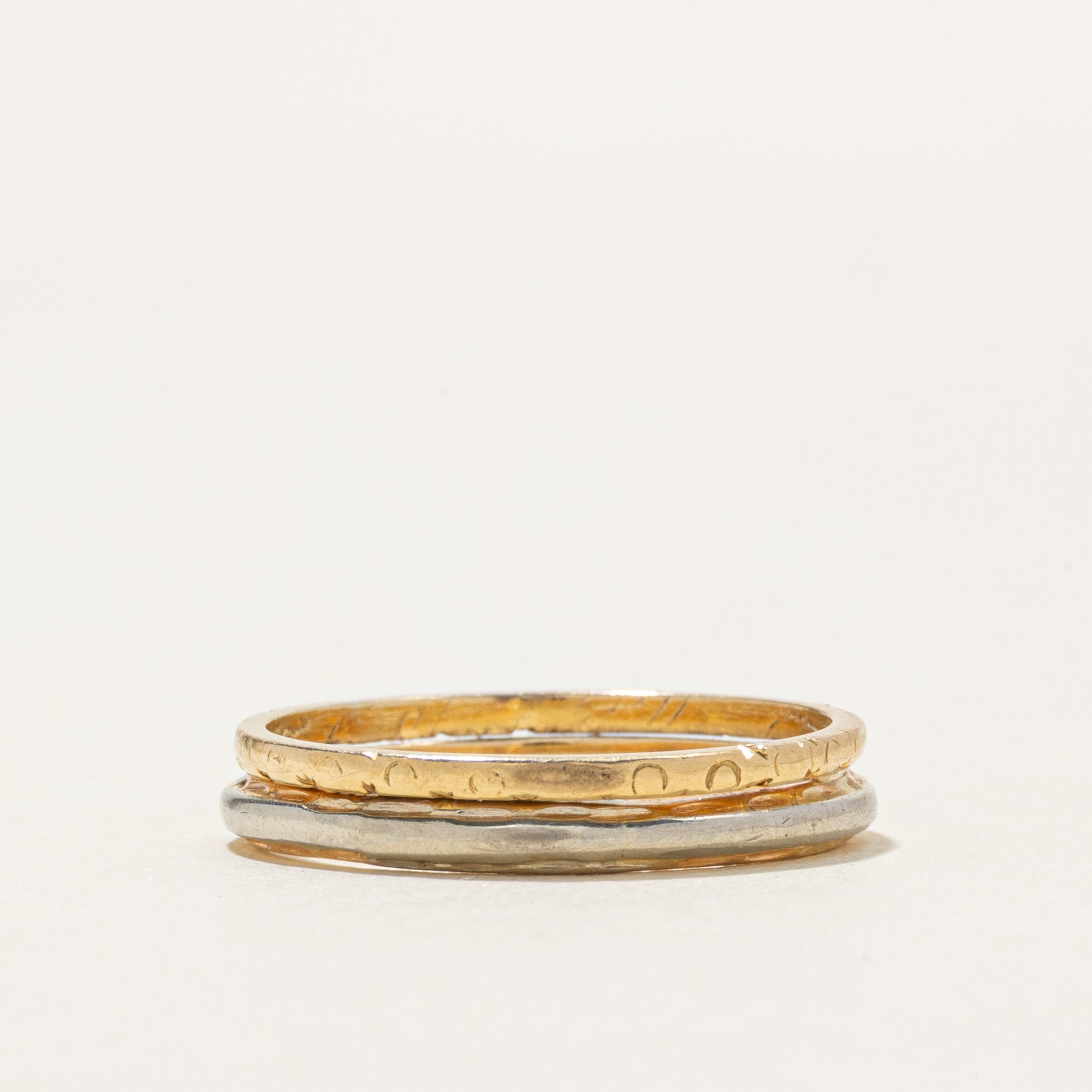 'Birks' Two Tone Gold Stacker Band Set | 3.5mm | SZ 6.25