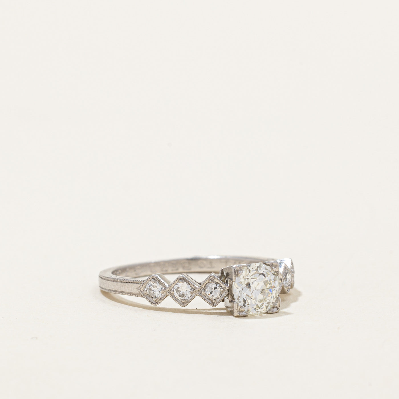 1935 Diamond Art Deco Engraved Engagement Ring | 0.54ctw | SZ 4.5 |