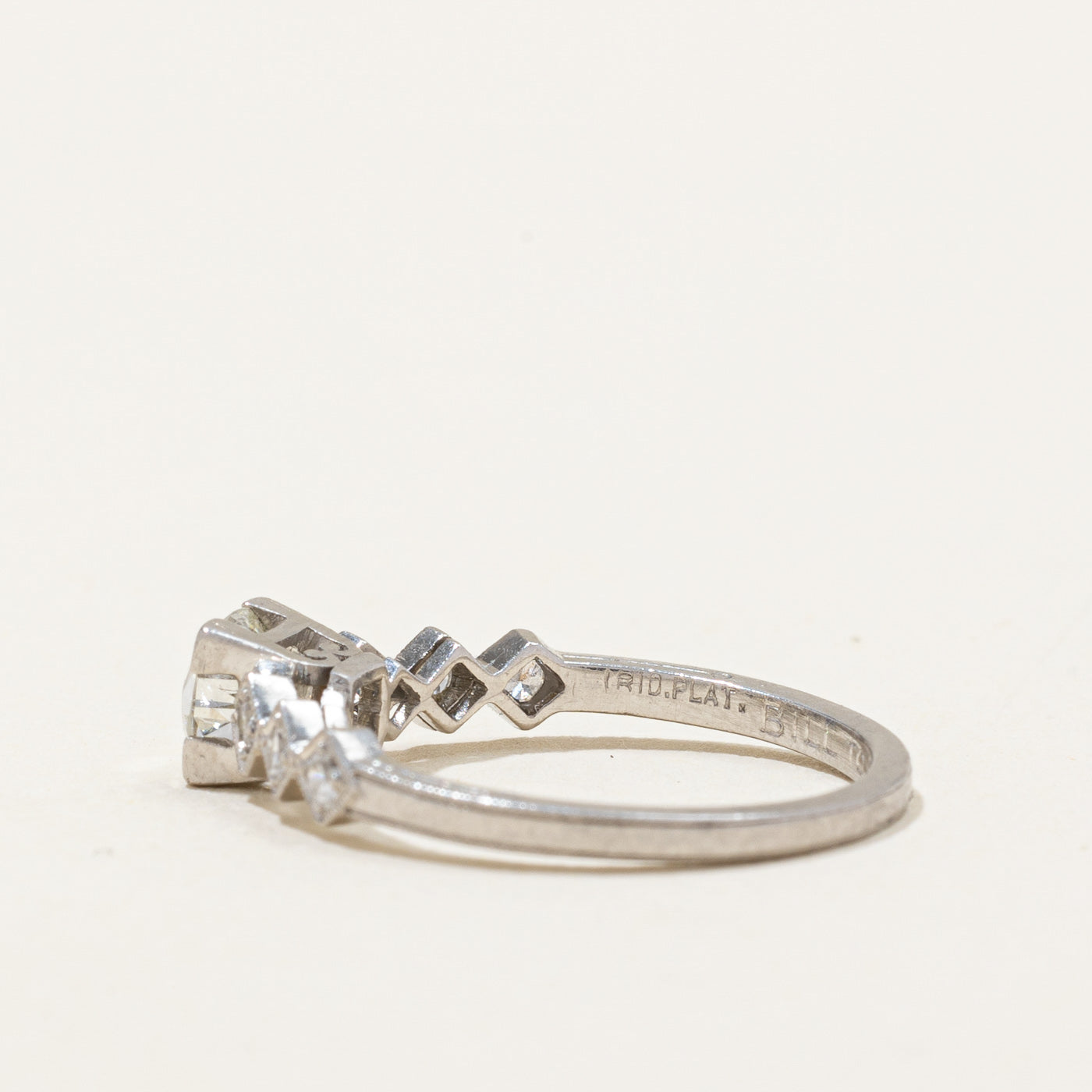 1935 Diamond Art Deco Engraved Engagement Ring | 0.54ctw | SZ 4.5 |