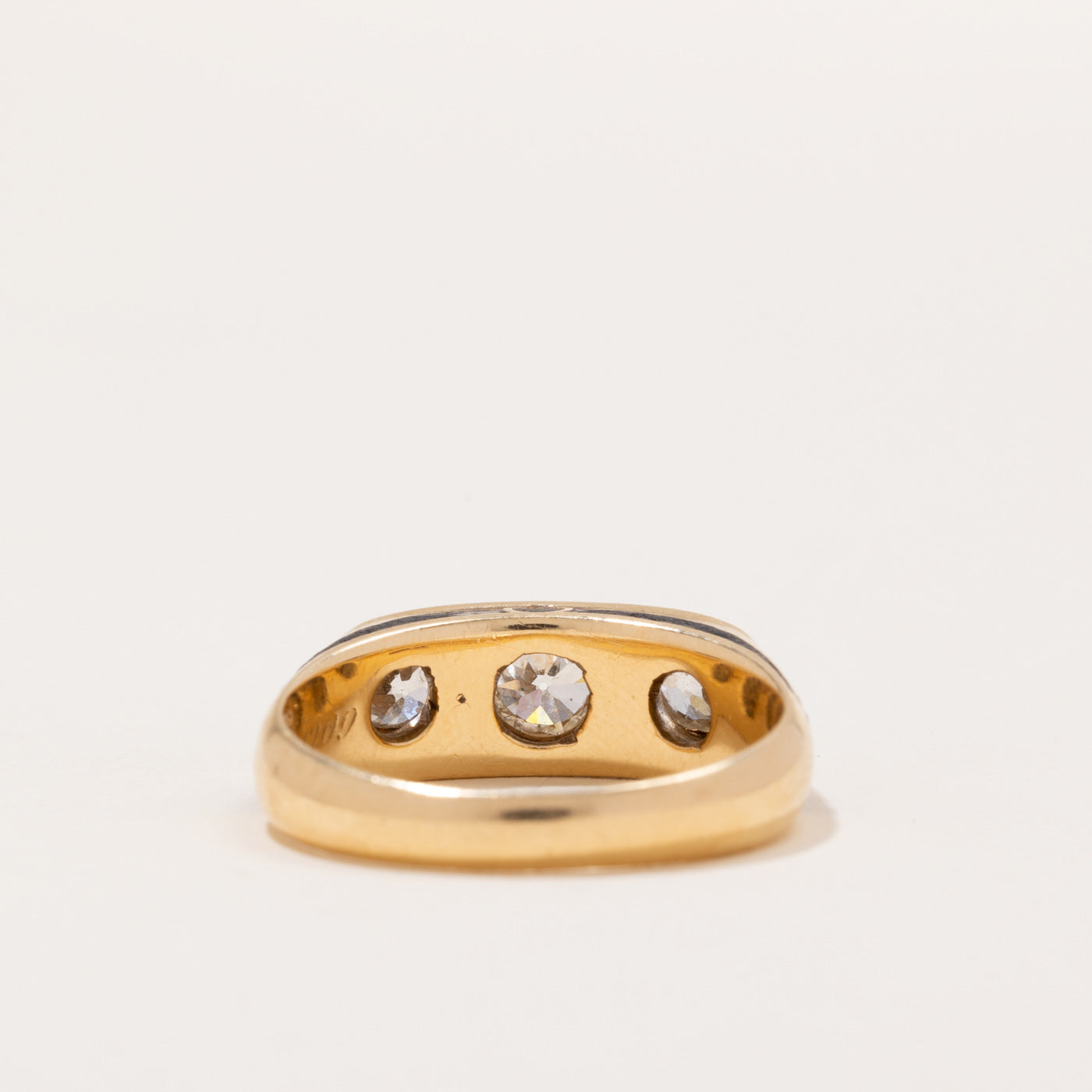 Bague ancienne « Birks » en diamant taille ancienne européenne et émail | 1,26 ct | Taille 8,75 |