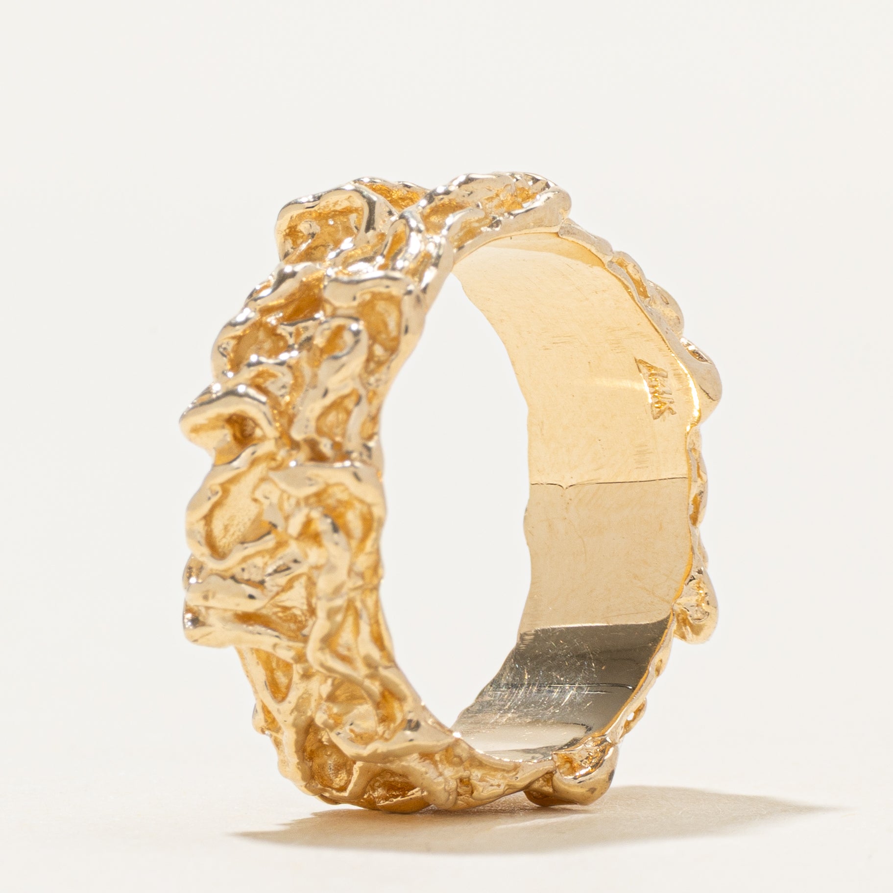14K Yellow Gold Textured Band | 8mm | SZ 6