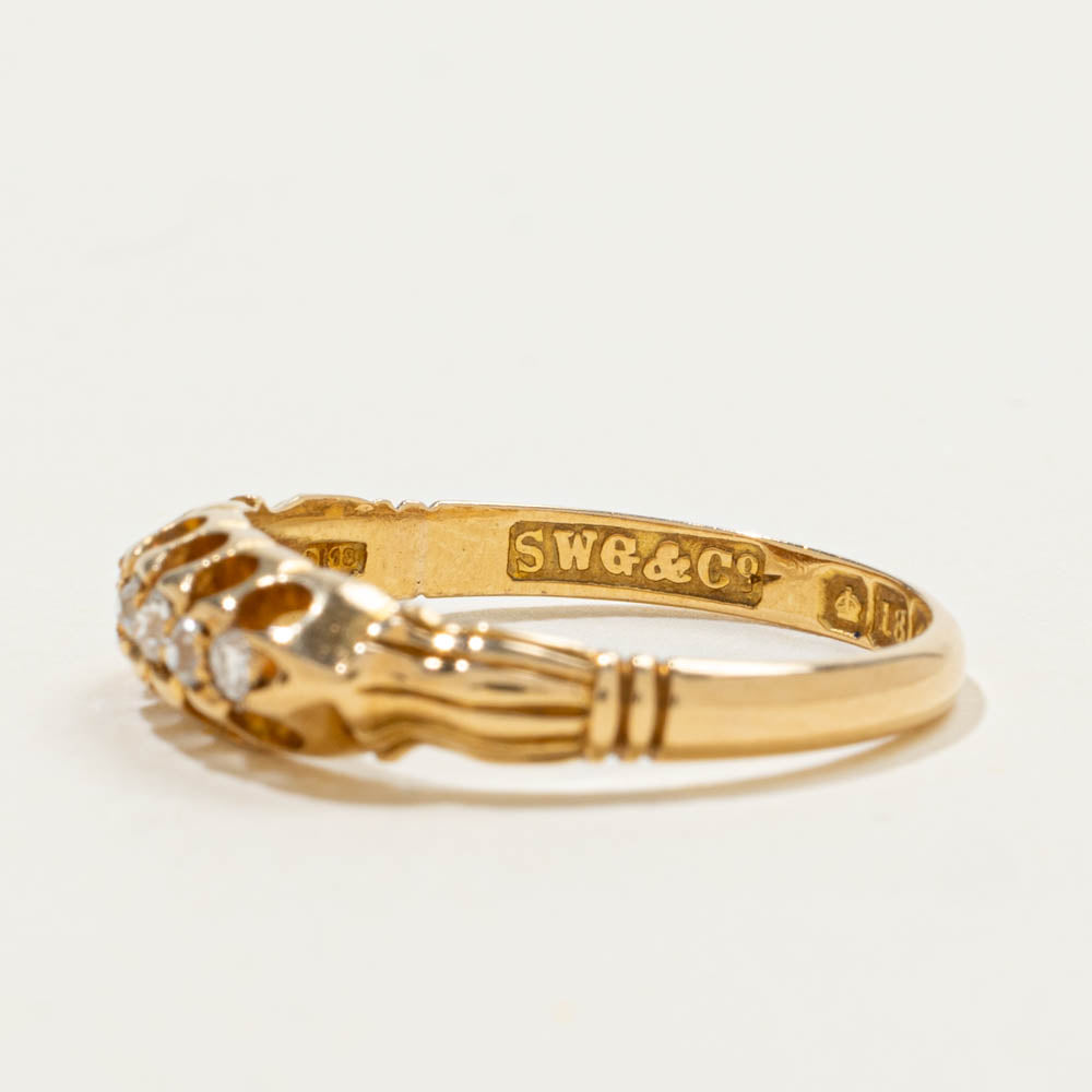 SWG & Co Edwardian 18k Gold Diamond Five-Stone Boat Ring