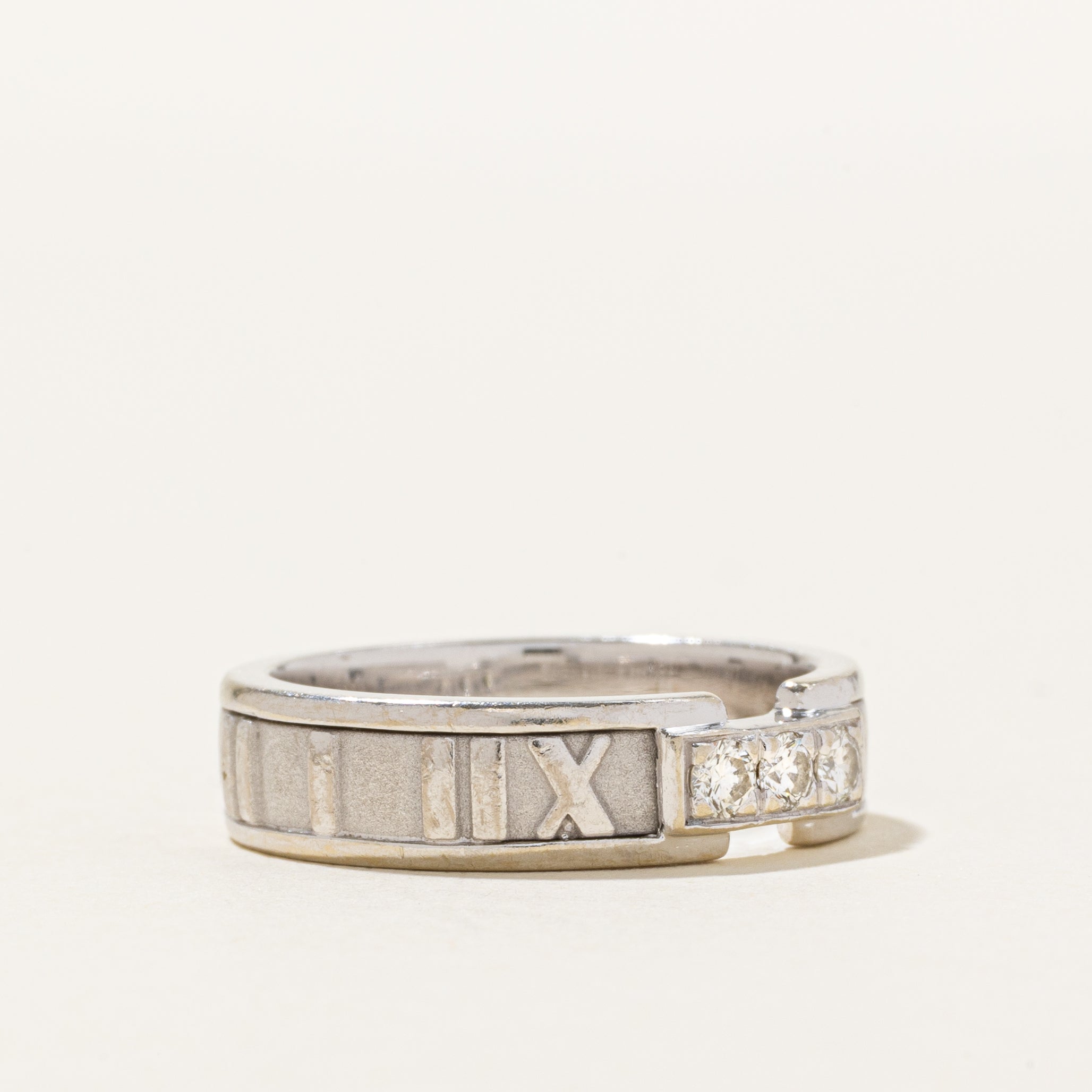 'Tiffany & Co' 1995 Italian 18k Diamond Atlas Ring | 0.18ctw | SZ 7