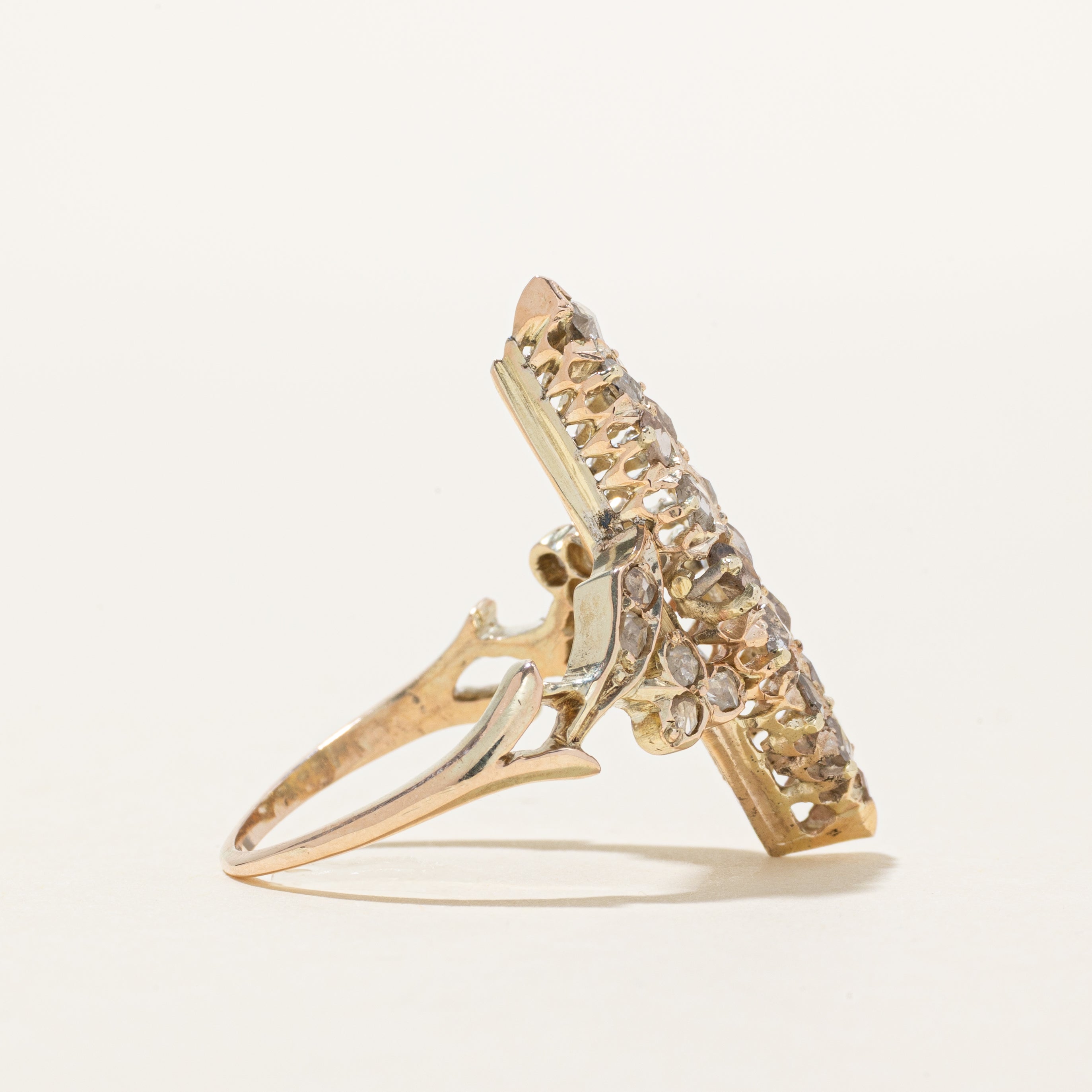 Edwardian Diamond Cluster Navette Ring | 1.00ctw | SZ 7.5