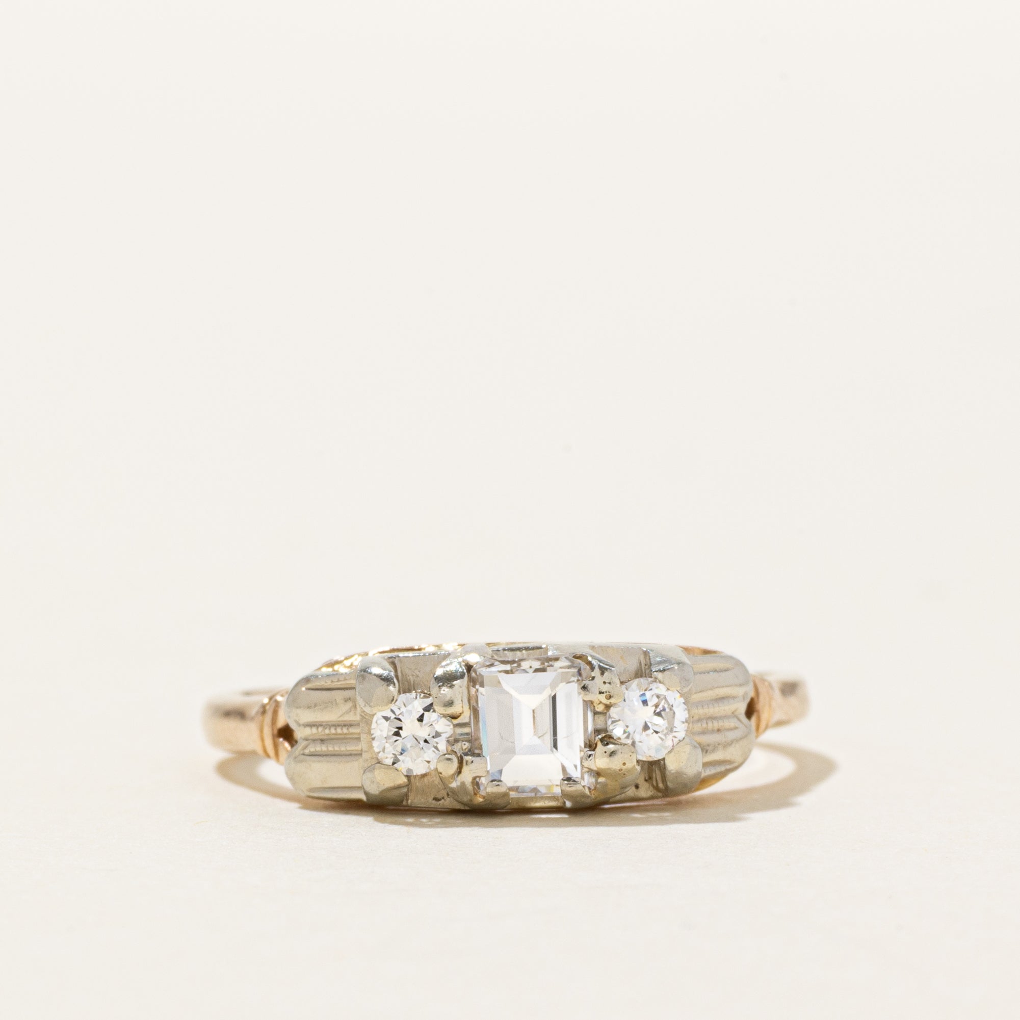 Bague vintage trois diamants | 0,47 ct au total | Taille 7