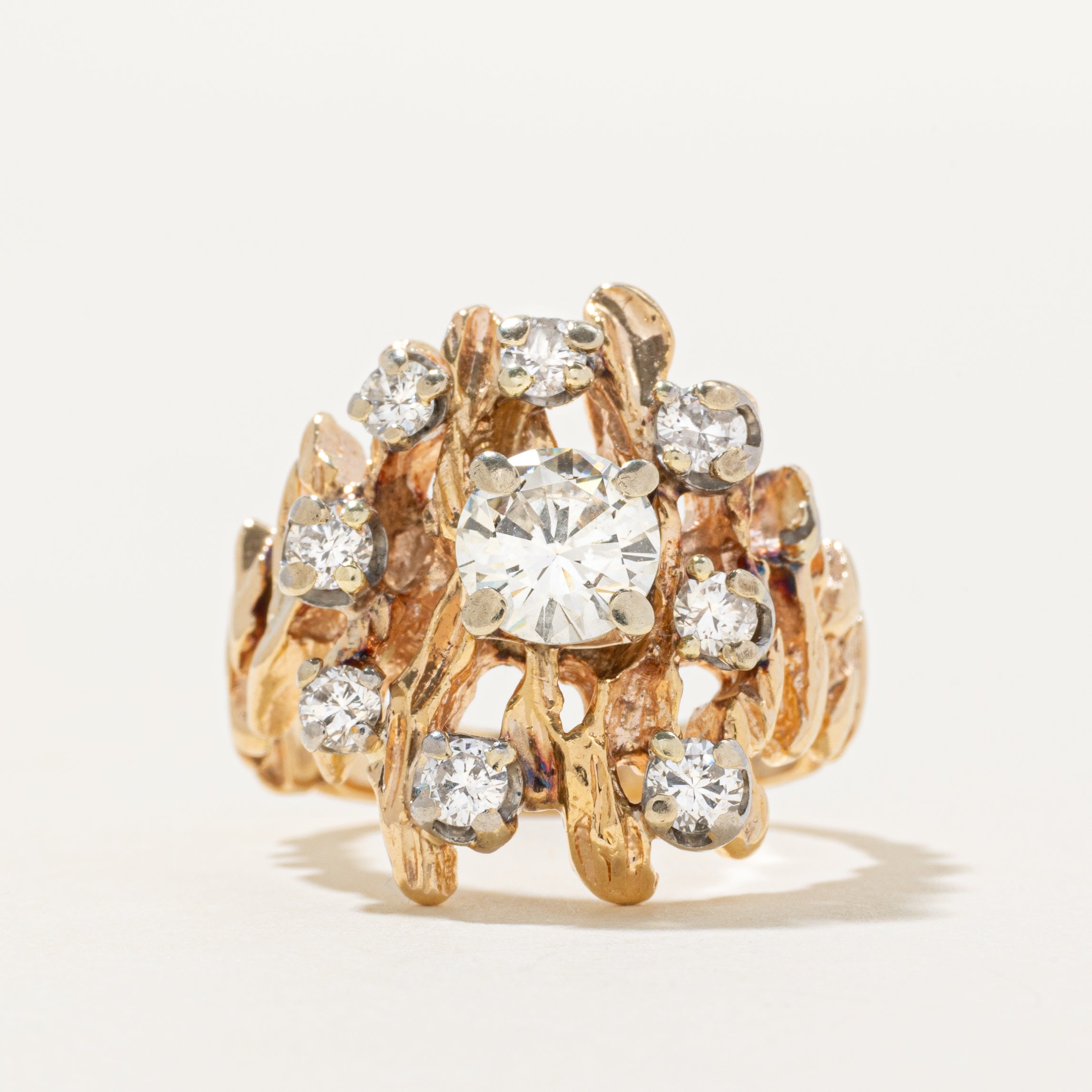 Scattered Diamond Textured Cocktail Ring | 1.50ctw | SZ 7.25