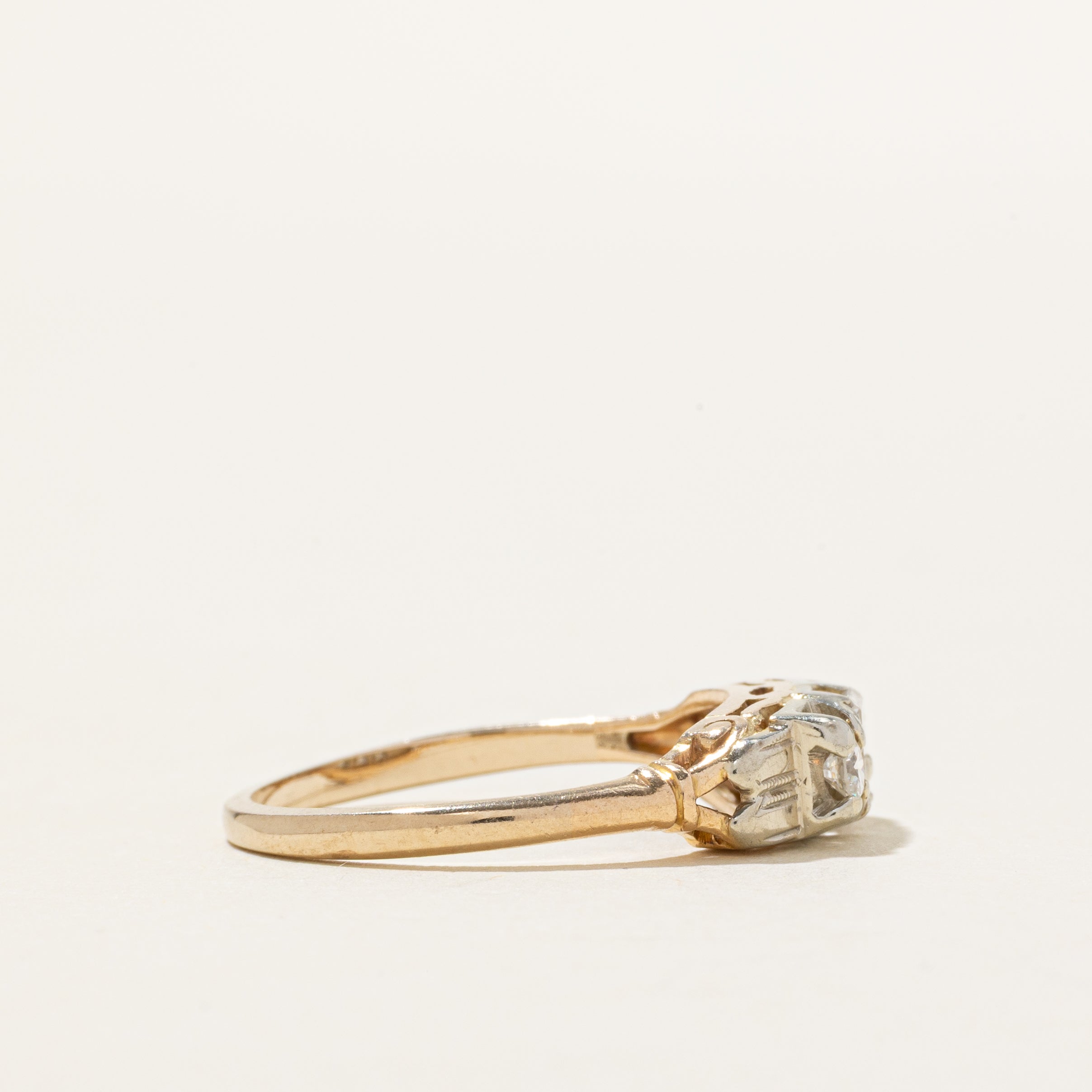 Bague vintage trois diamants | 0,47 ct au total | Taille 7