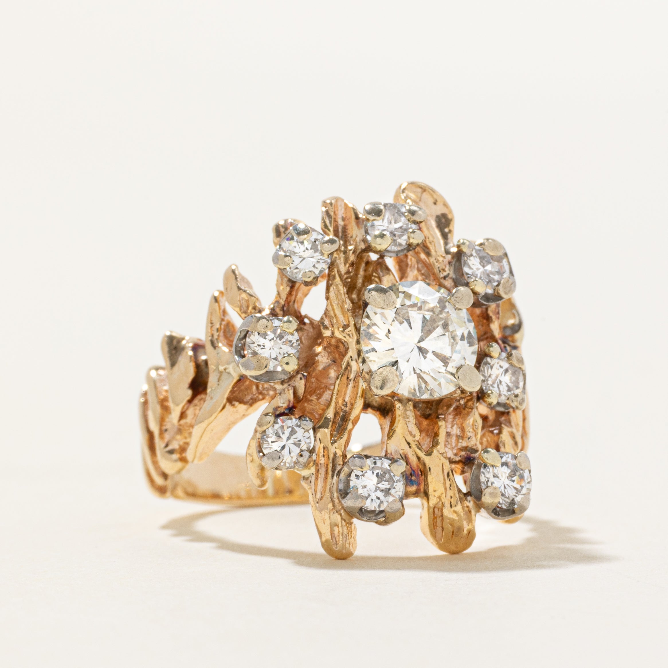 Scattered Diamond Textured Cocktail Ring | 1.50ctw | SZ 7.25