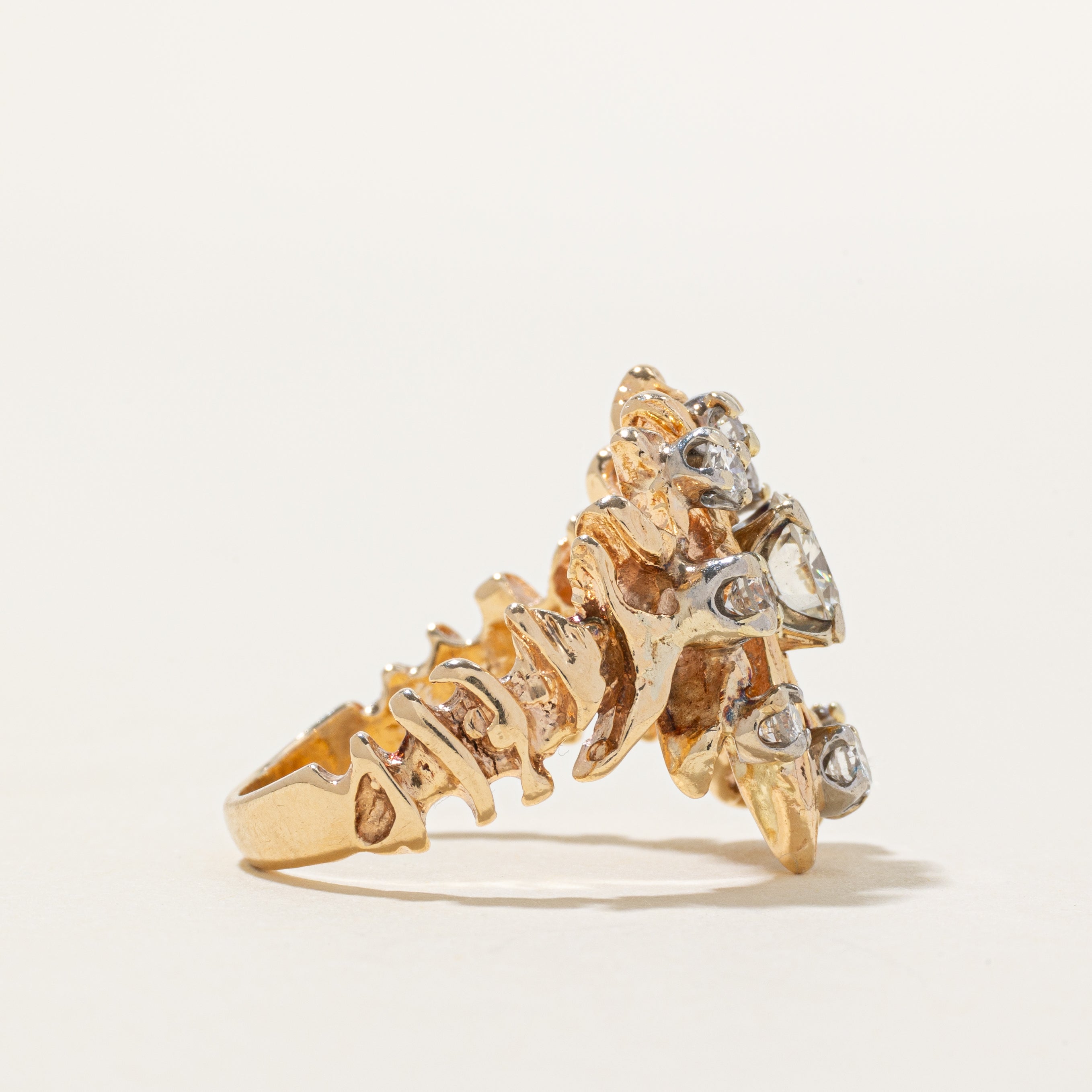 Scattered Diamond Textured Cocktail Ring | 1.50ctw | SZ 7.25