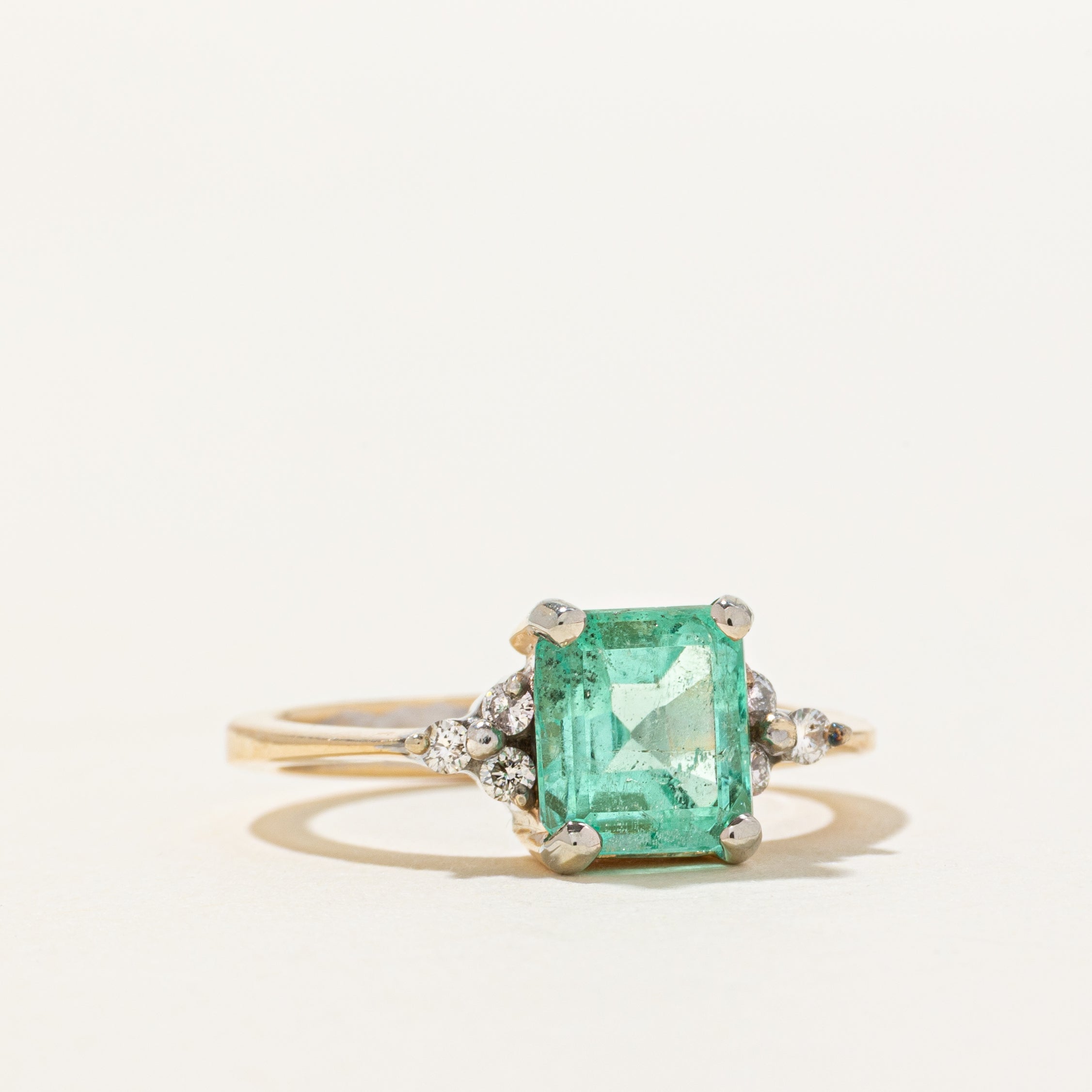 Emerald & Diamond Accented Ring | 1.75ct, 0.09ct | SZ 6