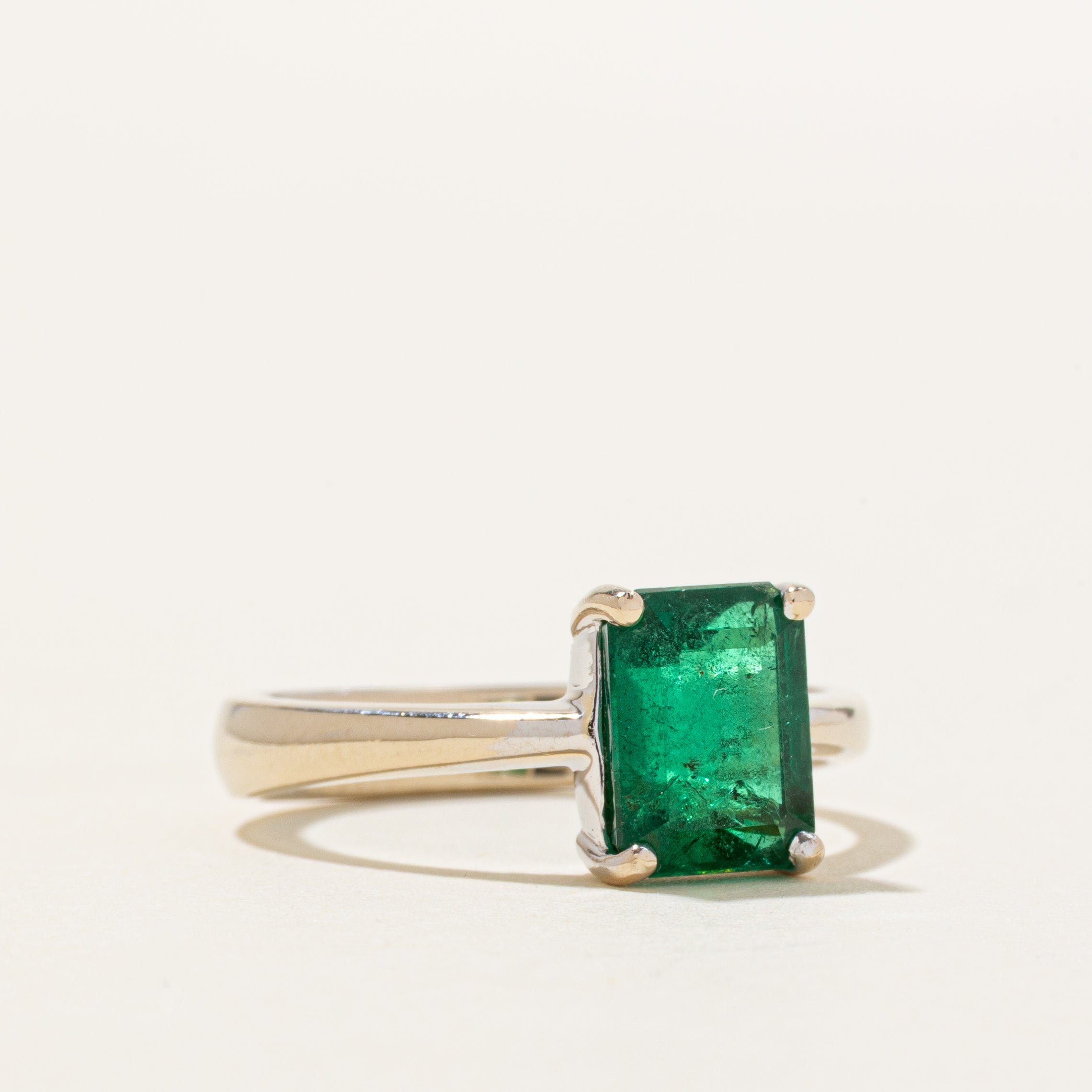 18k Solitaire Vivid Green Emerald Ring | 2.40ct | SZ 8.5