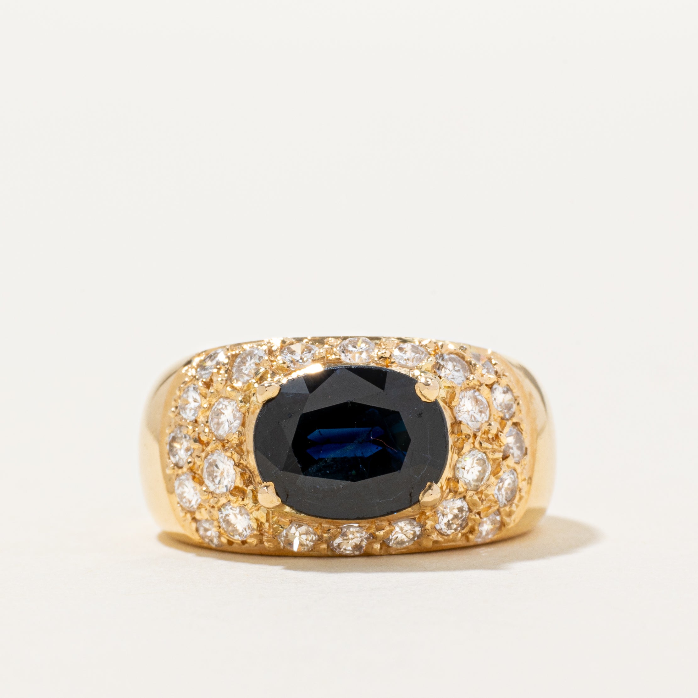 18k East West Sapphire & Diamond Chunky Ring | 2.00ct, 0.60ctw | SZ 5.75