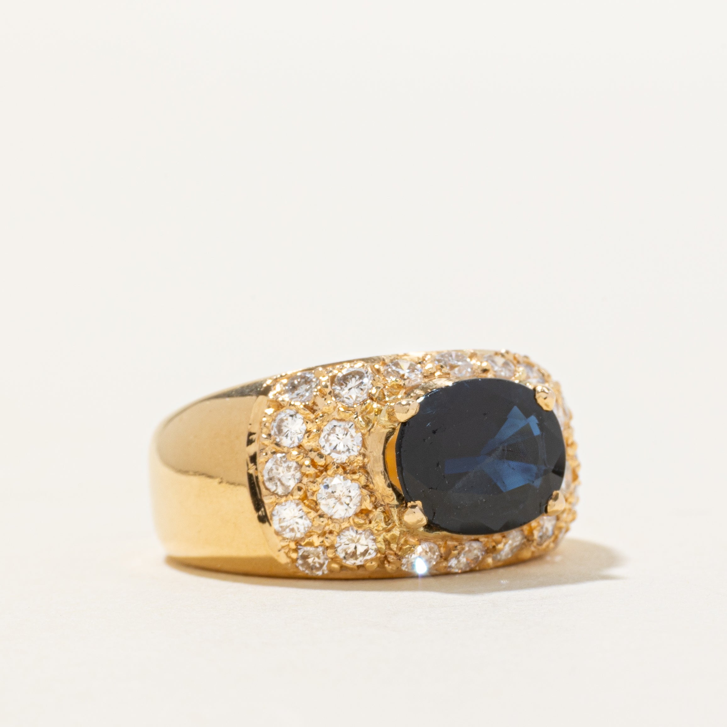 18k East West Sapphire & Diamond Chunky Ring | 2.00ct, 0.60ctw | SZ 5.75