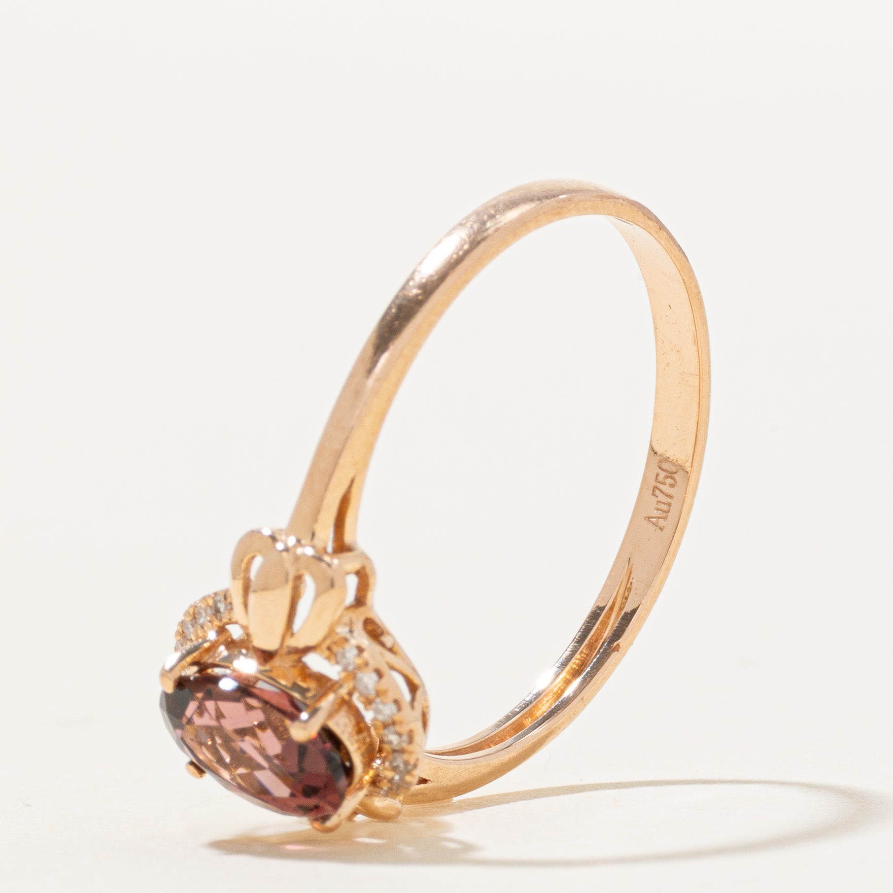 18k Pink Tourmaline & Diamond Halo Ring | 0.80ct, 0.05ctw | SZ 7.75