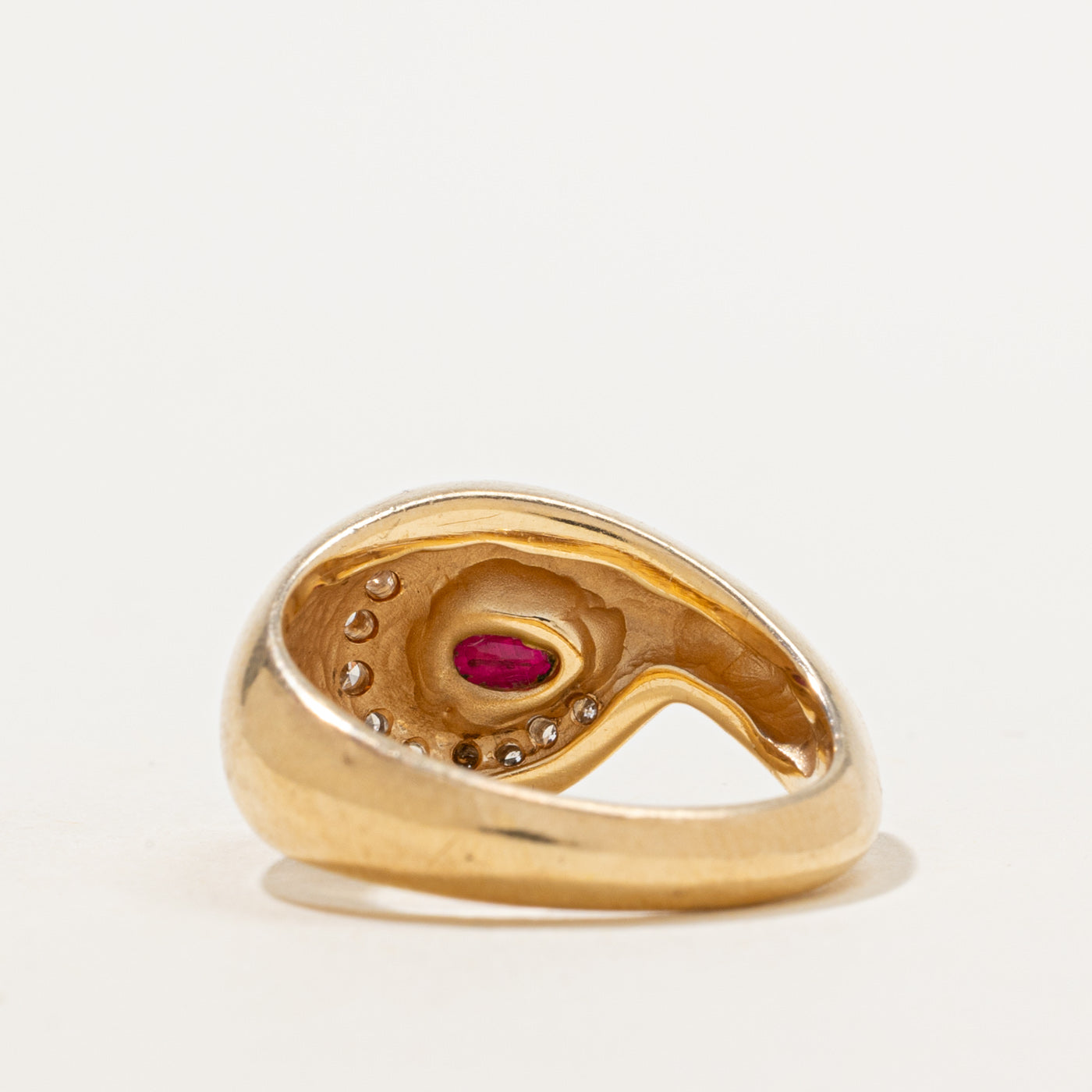 Ruby & Diamond Bypass Ring | 0.80ct, 0.08ctw | SZ 6 |