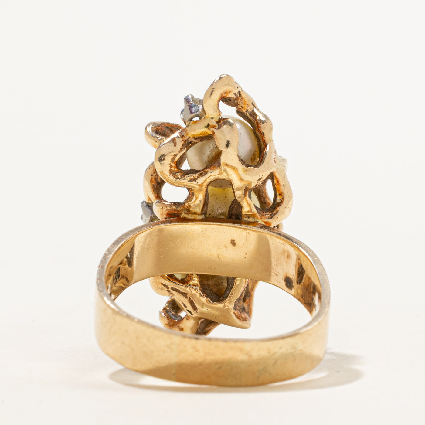 Pearl & Diamond Cocktail Ring | 0.09ctw | SZ 7.5 |