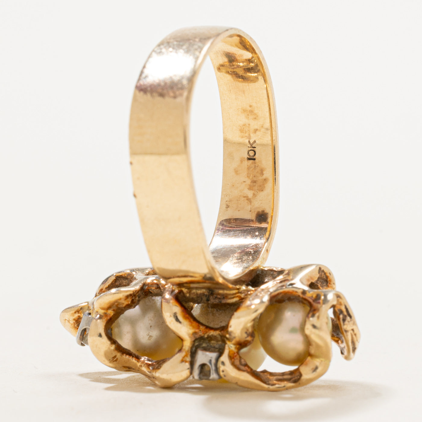 Pearl & Diamond Cocktail Ring | 0.09ctw | SZ 7.5 |