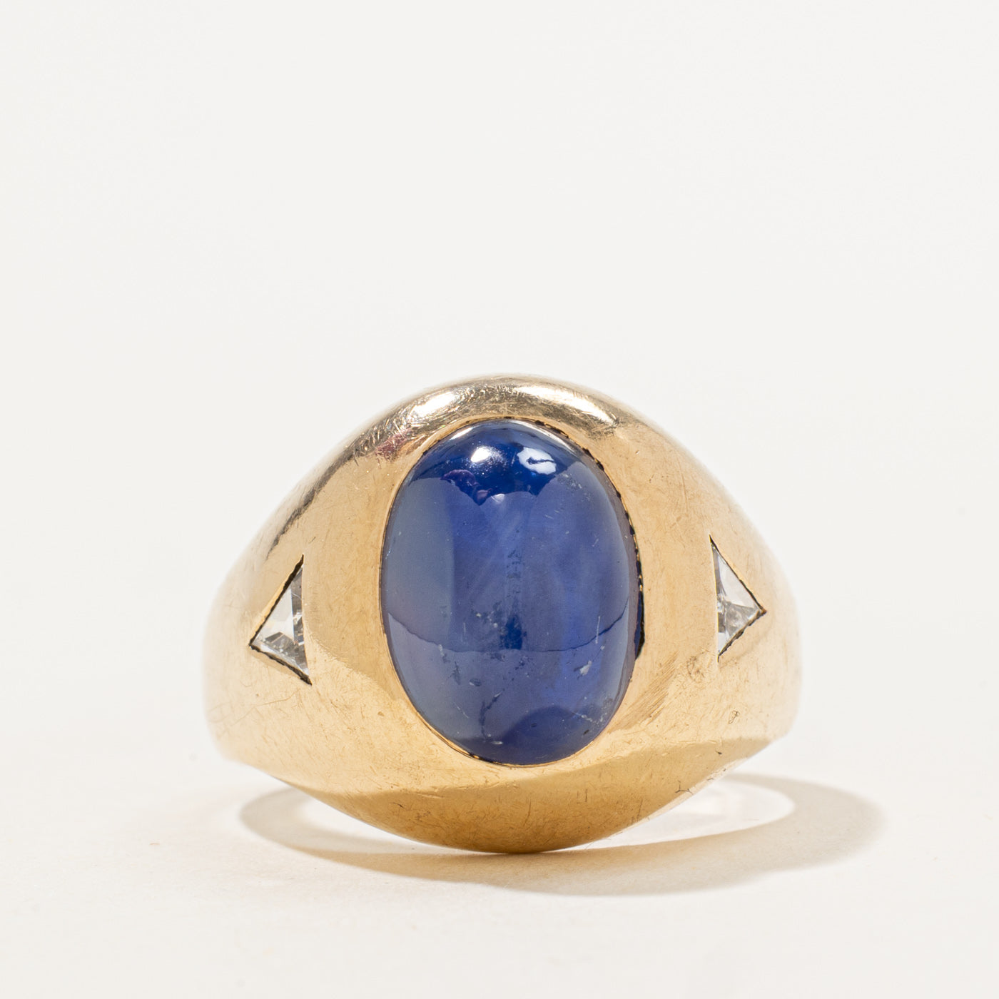 Bague cocktail saphir étoilé et diamants | 11,50 ct, 0,34 ct au total | Taille 9 |