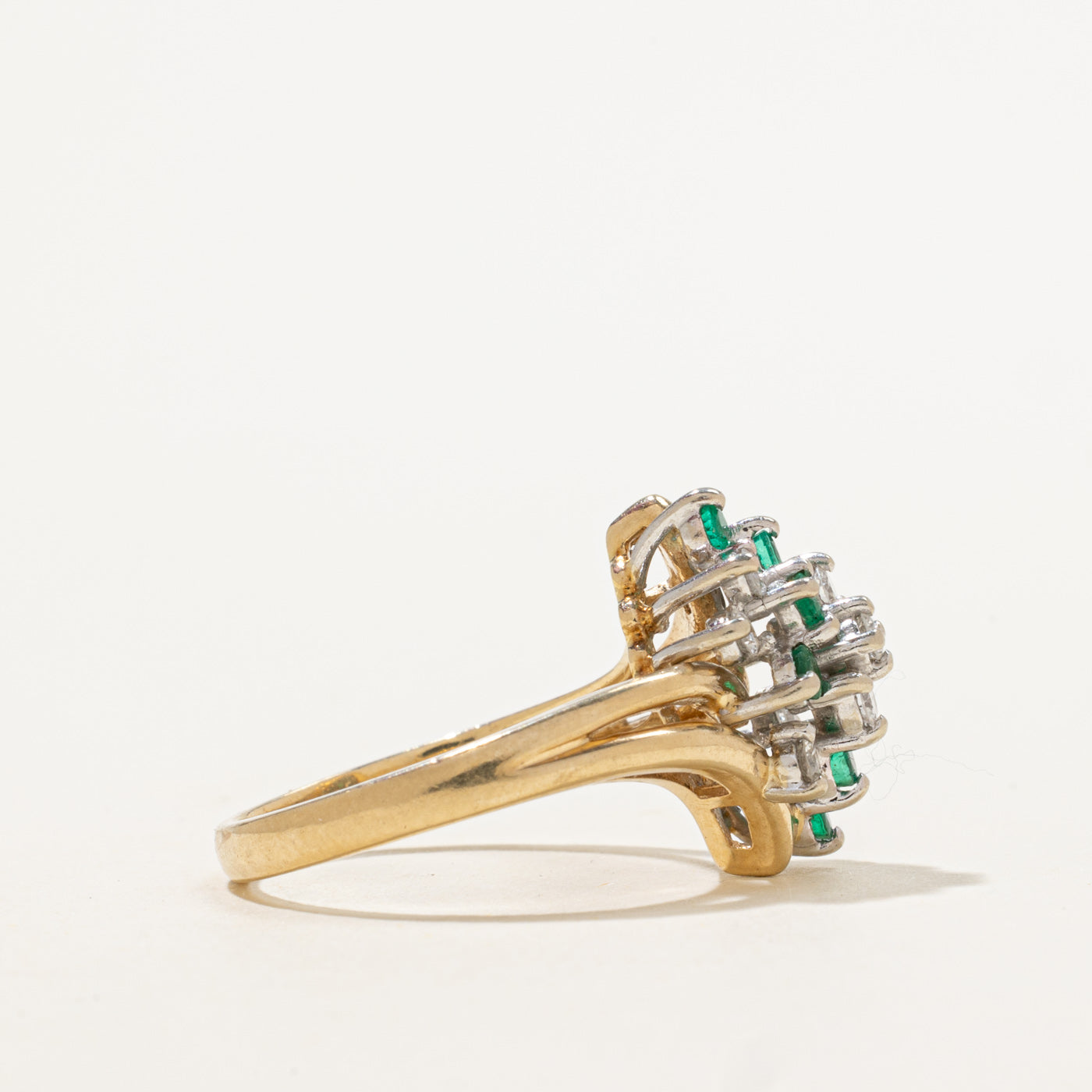 Diamond & Emerald Waterfall Ring | 0.27ctw, 0.18ctw | SZ 6.75 |