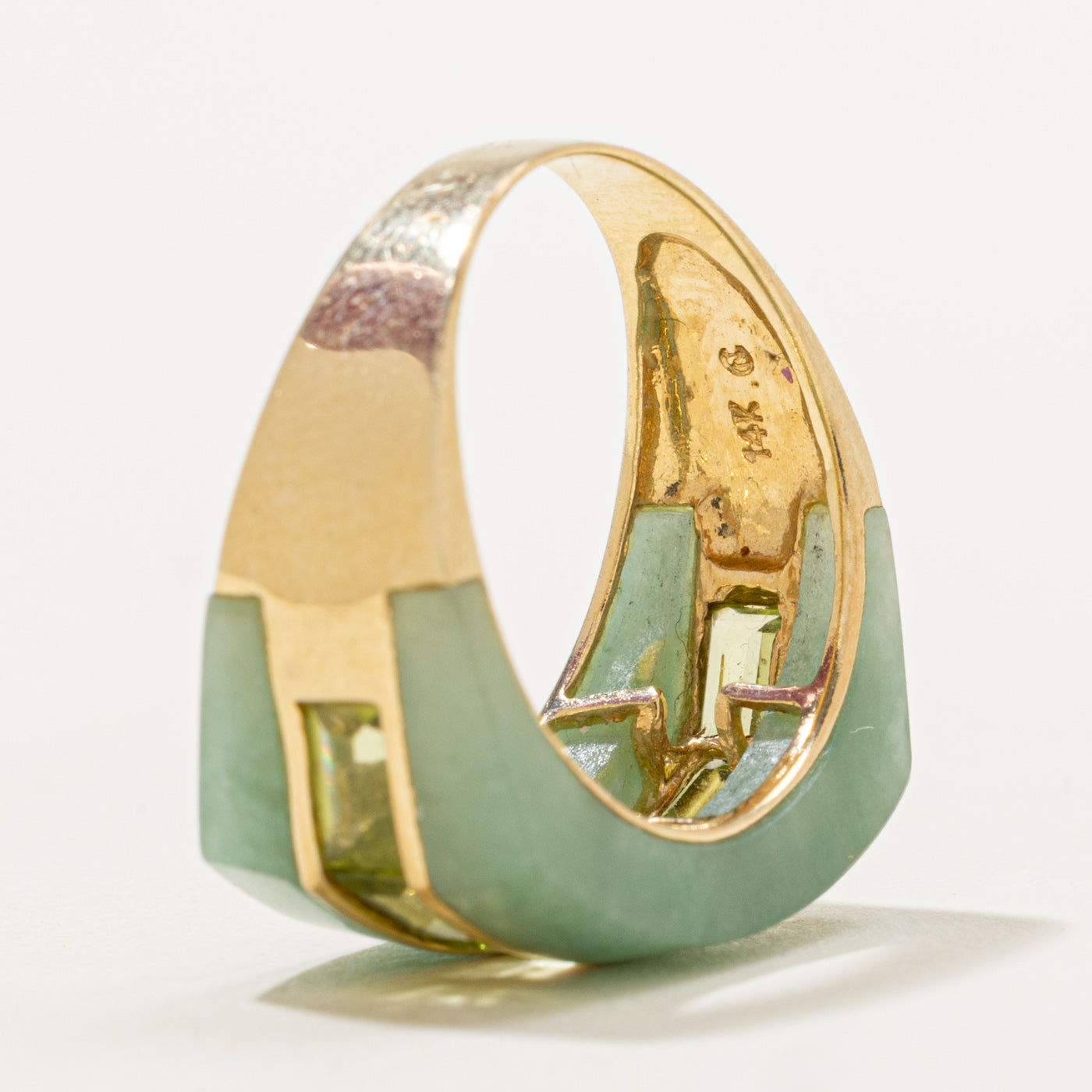 Jadeite and Peridot 14k Ring | 5.0ctw, 1.2ctw | SZ 8 |