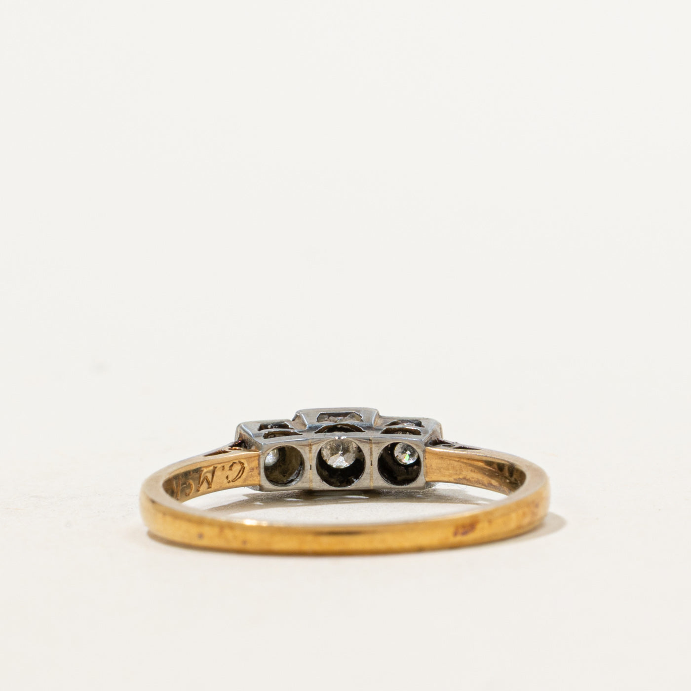 Art Deco 18k Gold & Platinum Diamond Ring | 0.17ctw | SZ 6.75 |