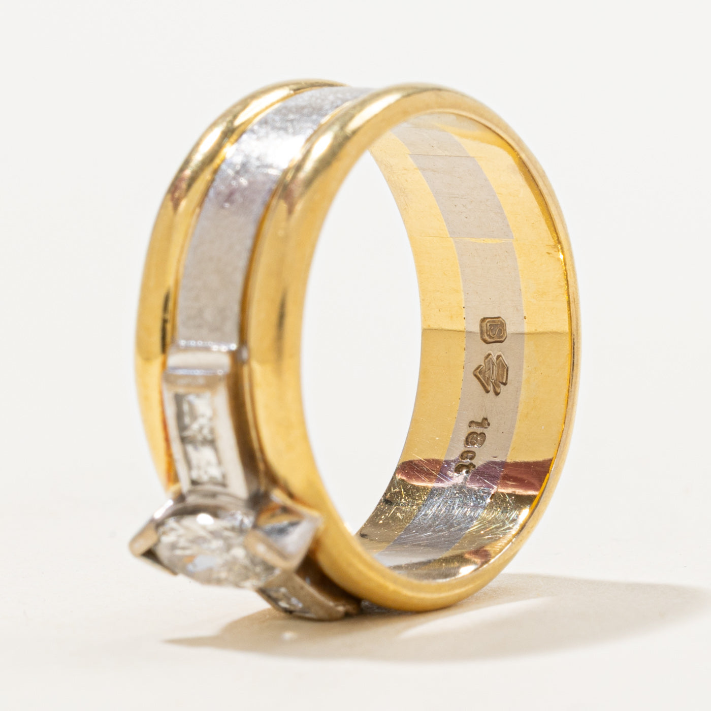 Bague en diamant marquise bicolore | 0,69 ct | Taille 8,25 |