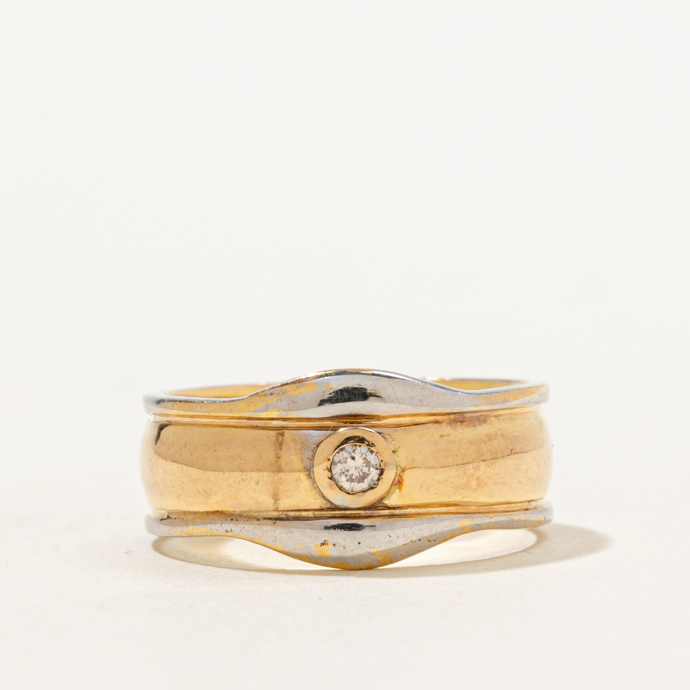 Bezel Set Diamond Two Tone Ring | 0.04ct | SZ 5.75 |