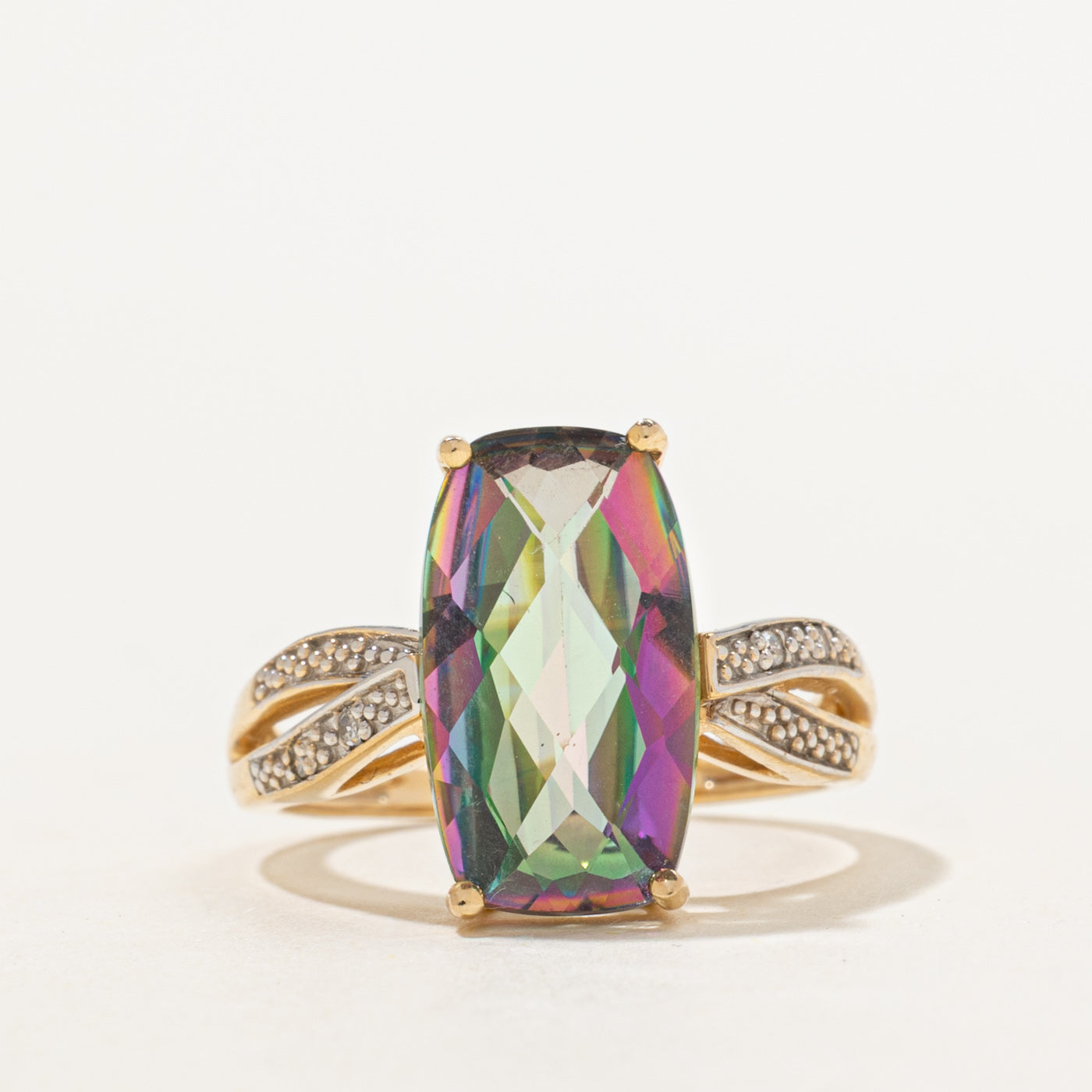 Mystic Topaz & Diamond Cocktail Ring | 4.10ct, 0.02ctw | SZ 6 |