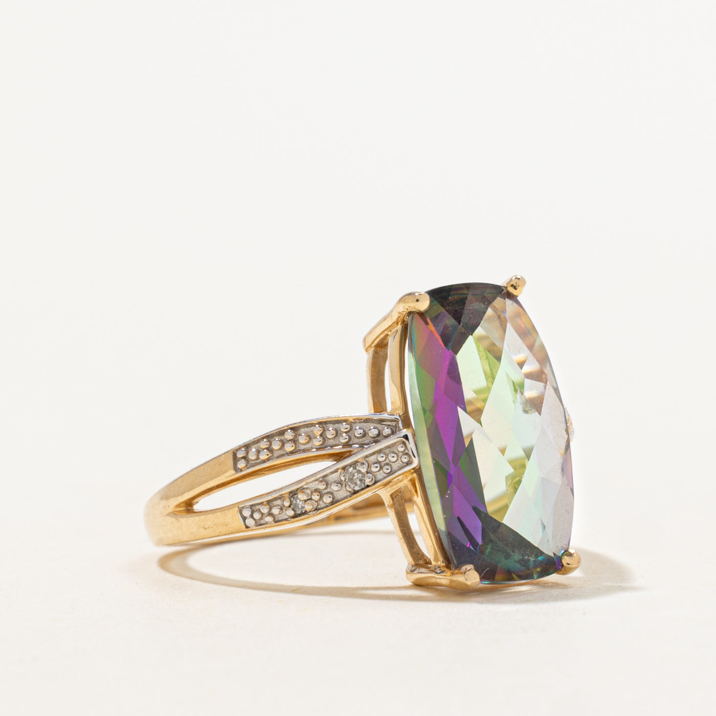 Mystic Topaz & Diamond Cocktail Ring | 4.10ct, 0.02ctw | SZ 6 |