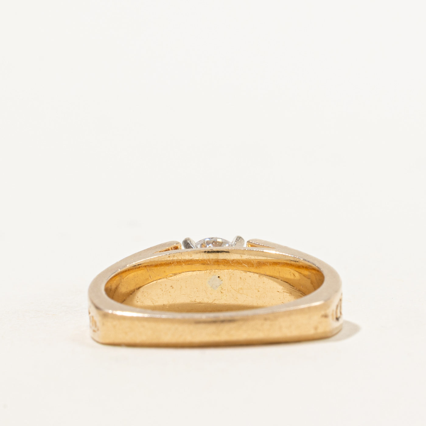 Bague solitaire diamant texturée à anneau européen | 0,45 ct | Taille 5 |