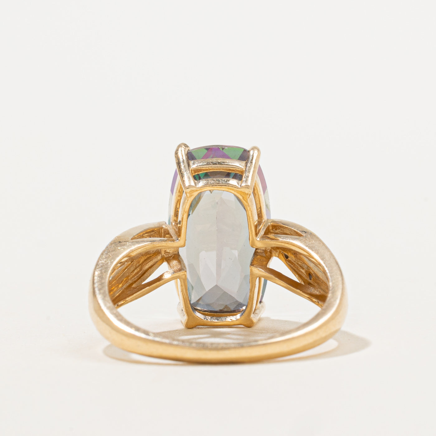 Bague cocktail en topaze mystique et diamants | 4,10 ct, 0,02 ct au total | Taille 6 |