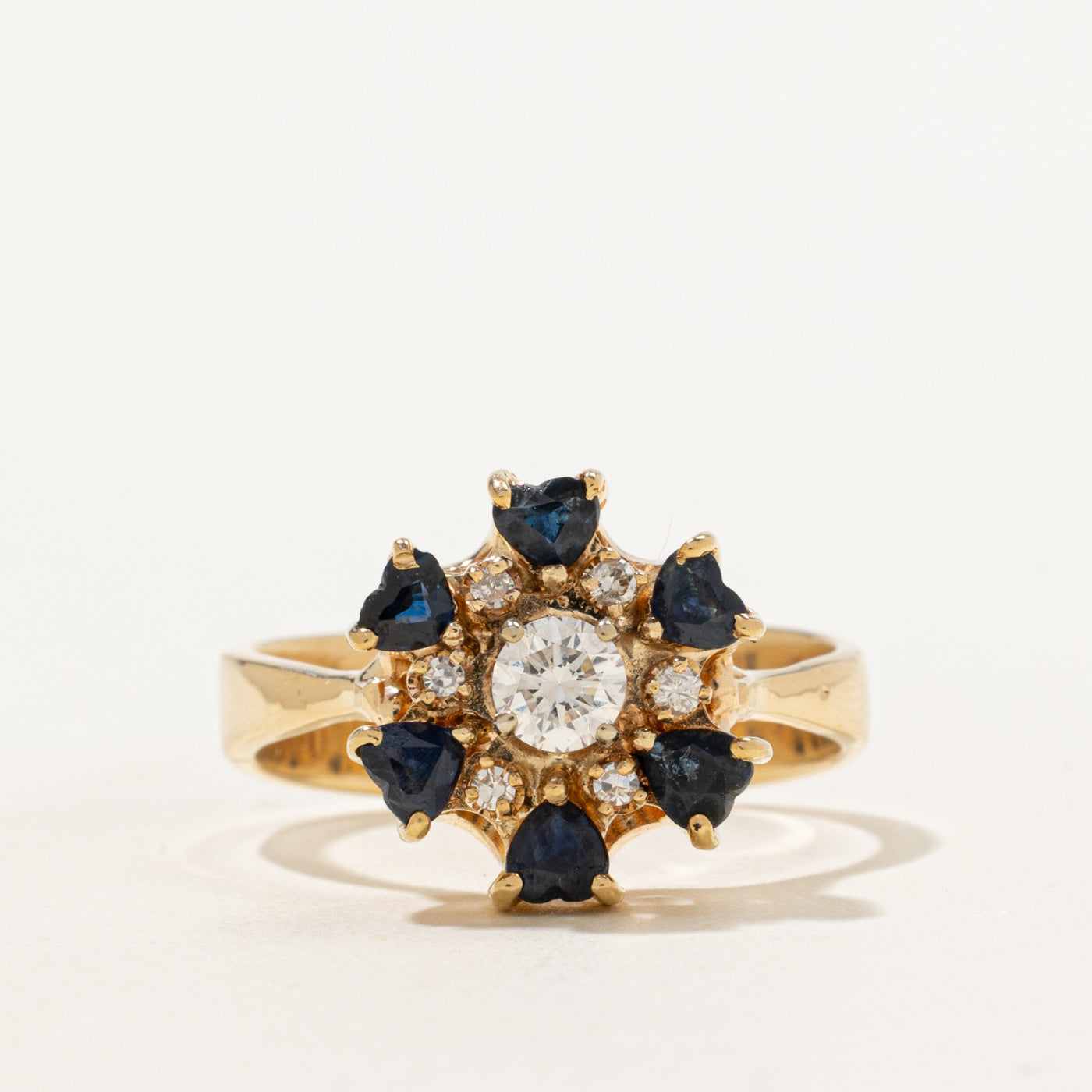 Bague halo saphir et diamants | 0,78 ct, 0,34 ct | Taille 9,5 |