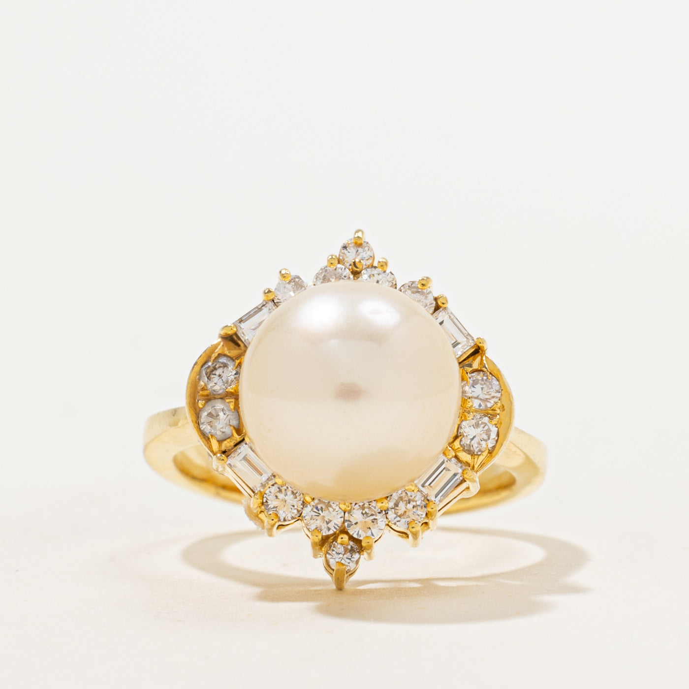 Pearl & Diamond Cocktail Ring | 0.34ctw | SZ 4.25 |