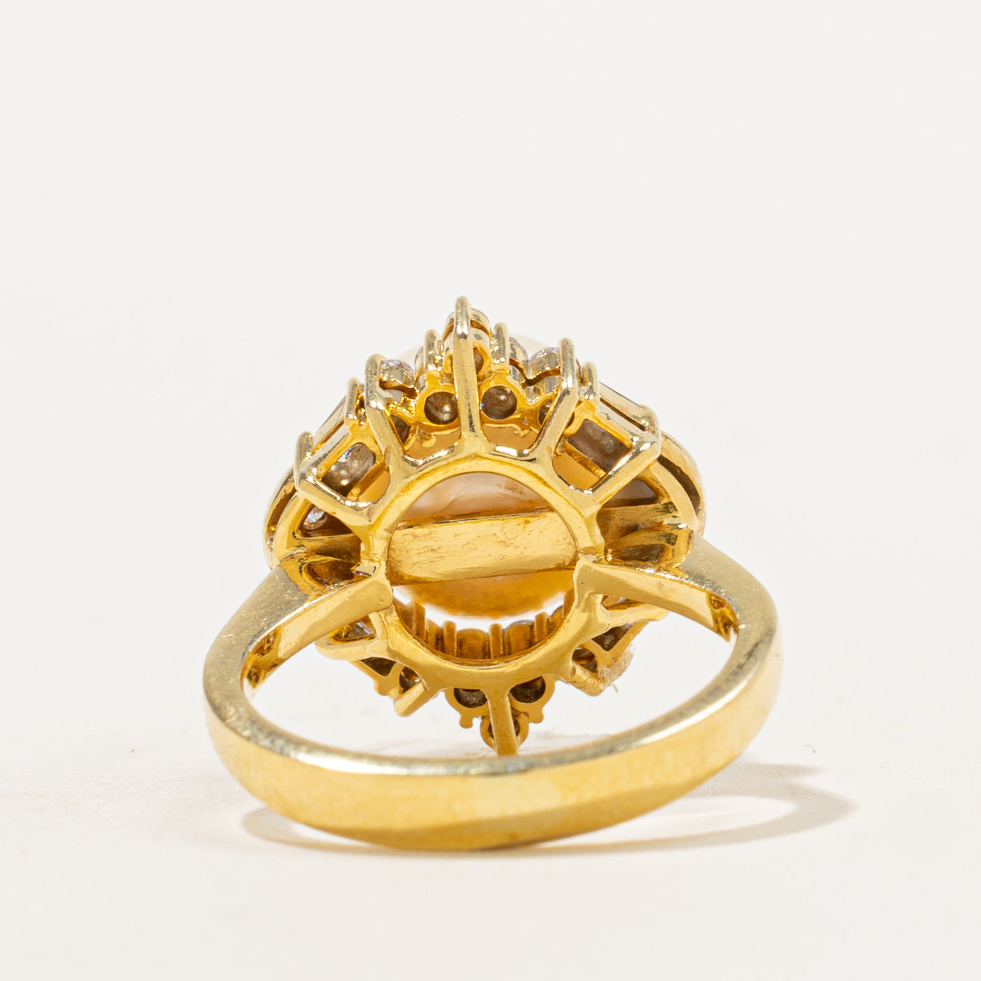 Bague cocktail perle et diamant | 0,34 ct | Taille 4,25 |