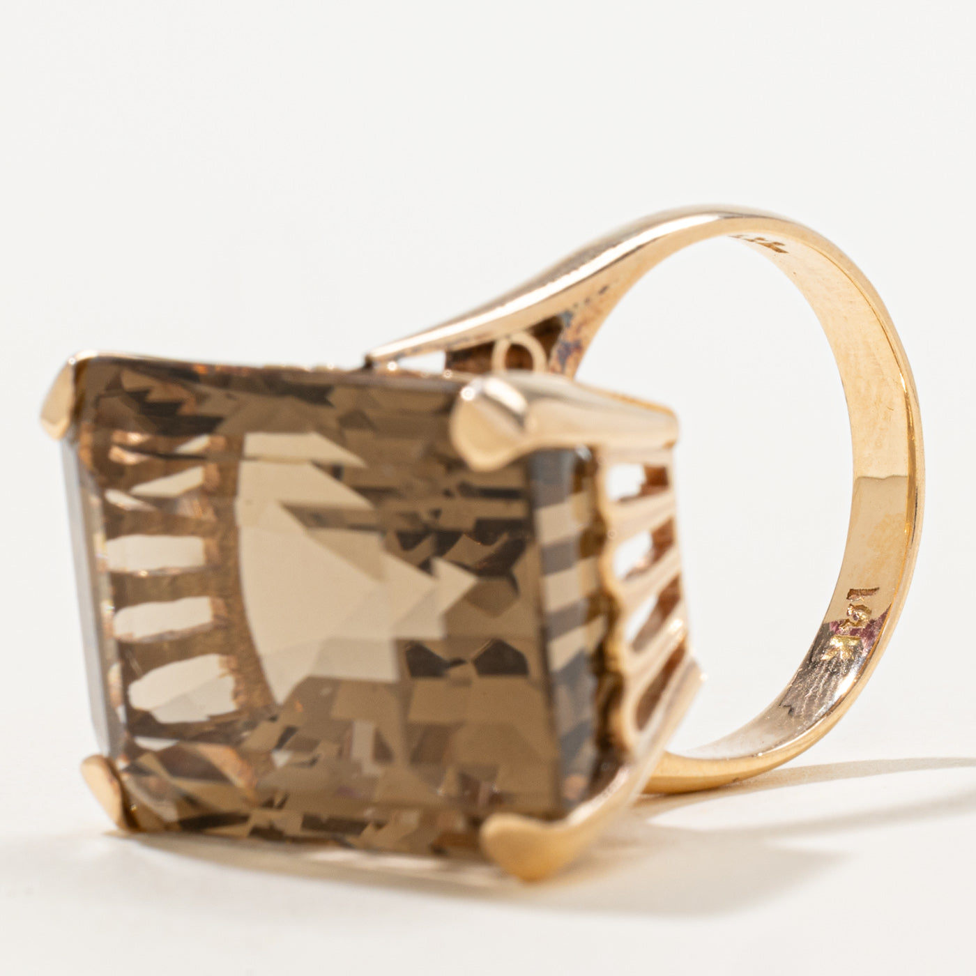 Bague cocktail en quartz fumé | 30,00 ct | Taille 7,5 |
