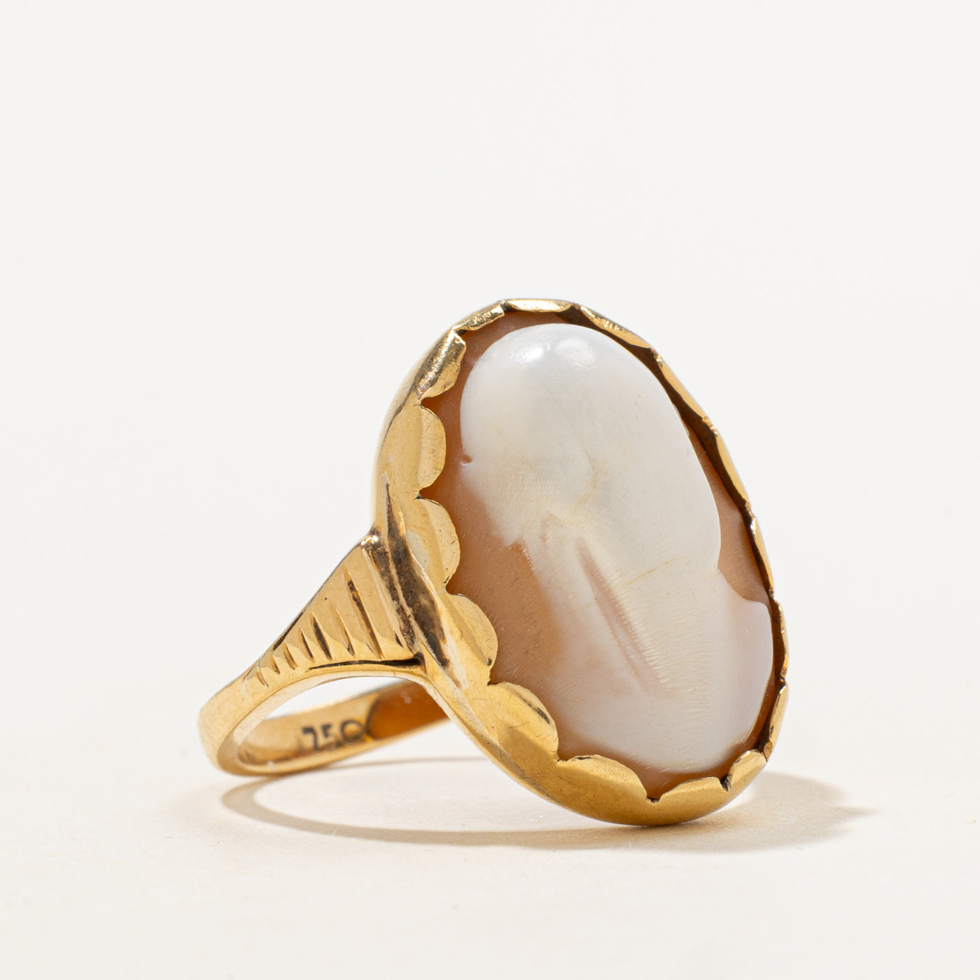 Bague camée coquillage | 6,50 ct | Taille 7 |