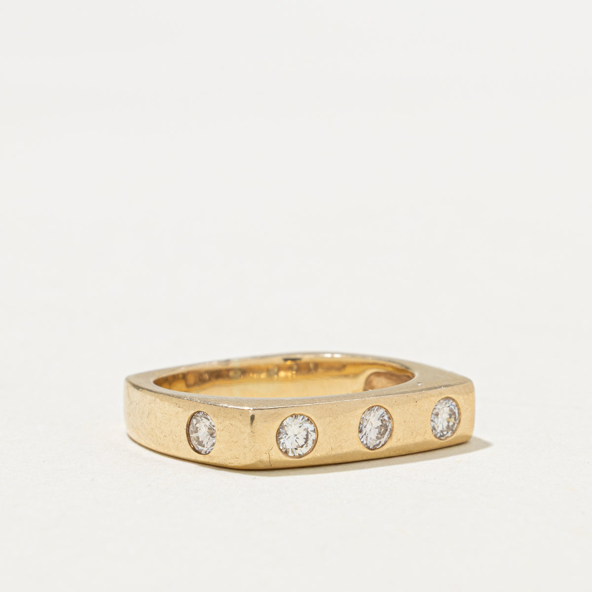 14k Flush Set Five Stone Diamond Soft-Square Band | 0.45ctw | 4.55mm | SZ 7
