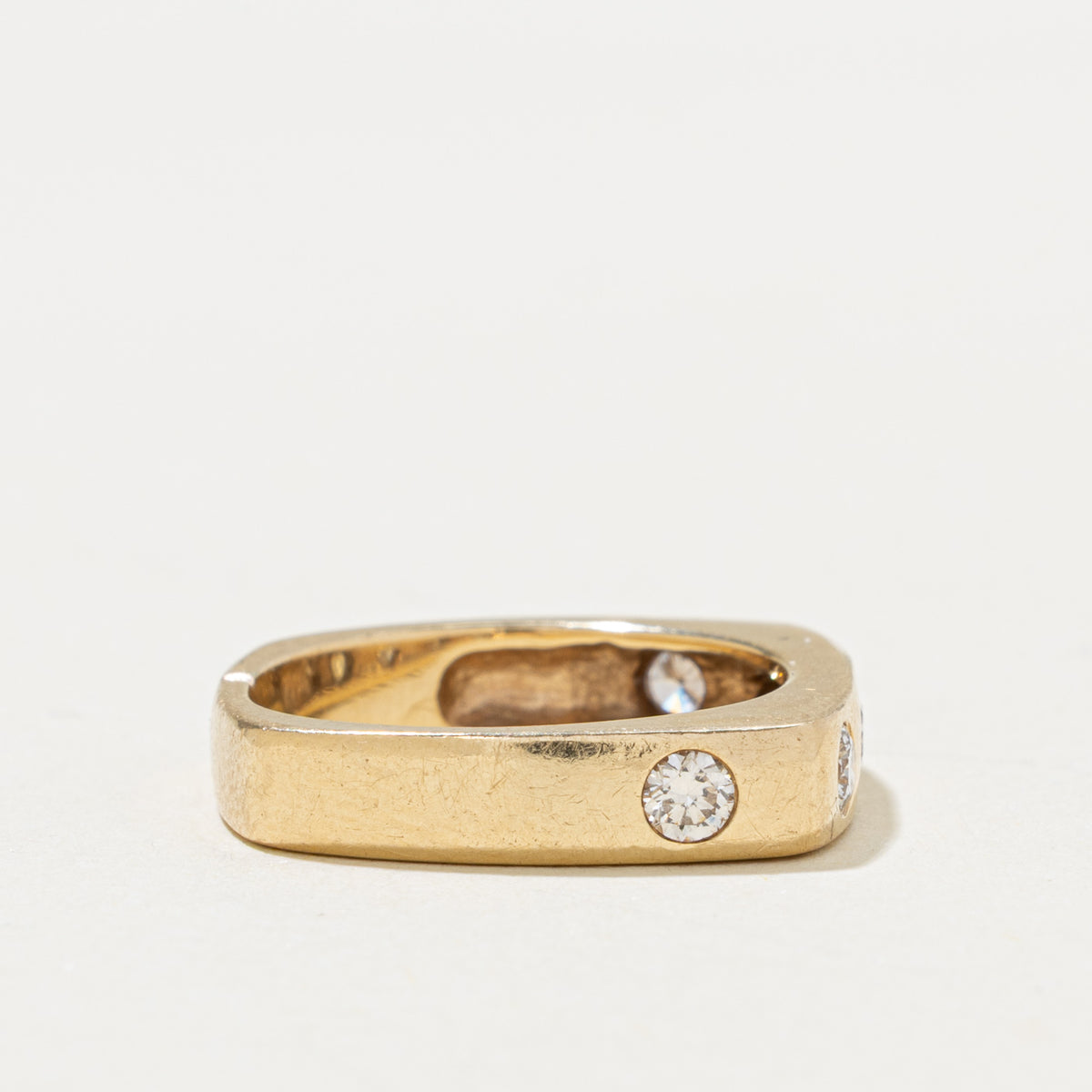 14k Flush Set Five Stone Diamond Soft-Square Band | 0.45ctw | 4.55mm | SZ 7