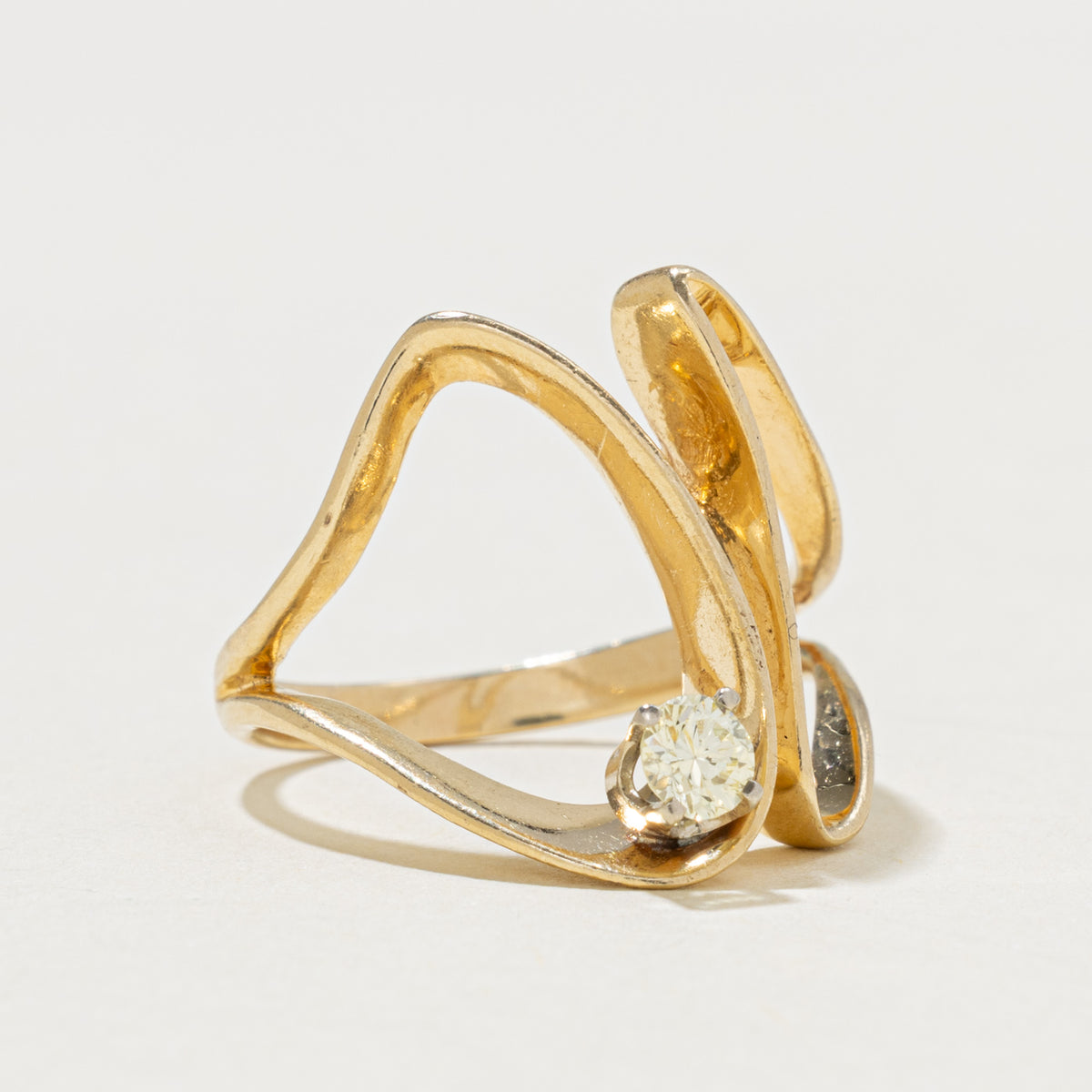14k Yellow Diamond Abstract Cocktail Ring | 0.21ct | SZ 7.5
