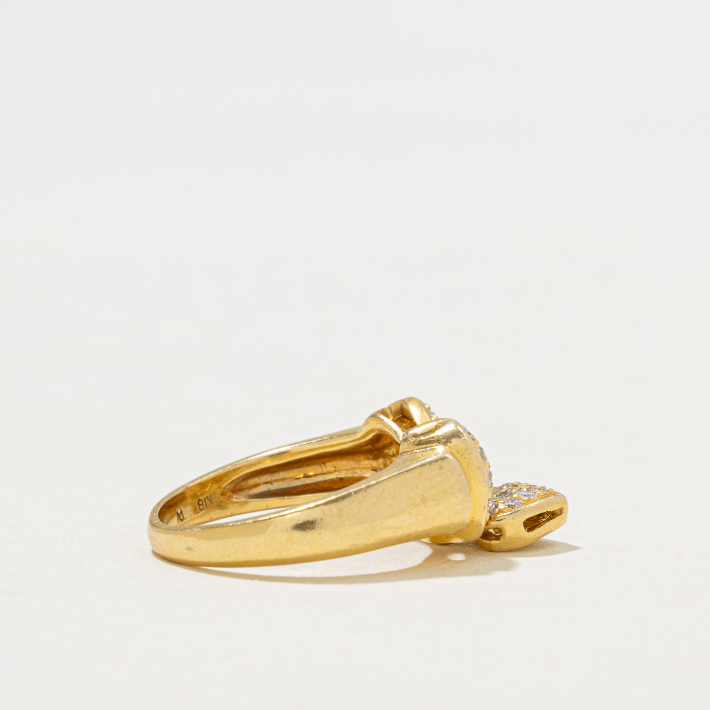 18k Diamond Bow w/ Dangling Heart Ring | 0.33ctw | SZ 5.25