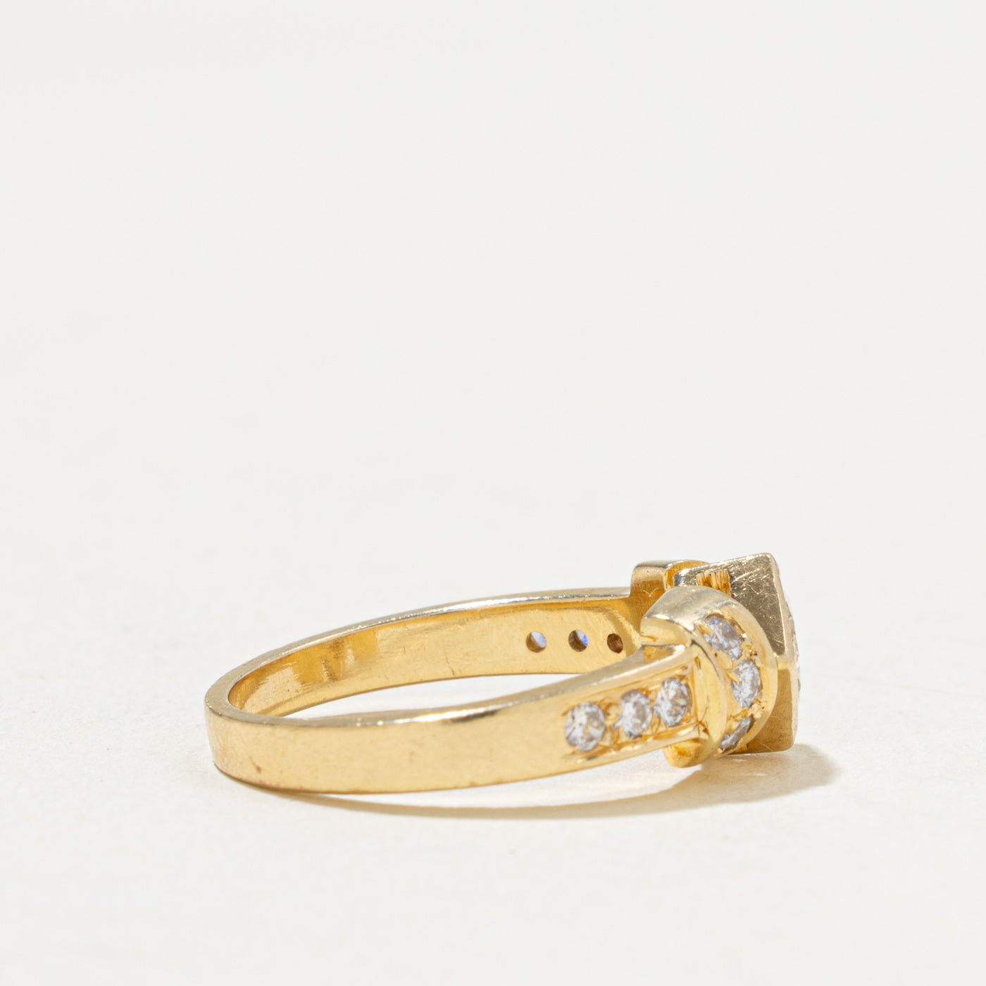 18k Compass Set Princess Cut Diamond Geometric Ring | 0.45ct SI1 J, 0.24ctw | SZ 4.75