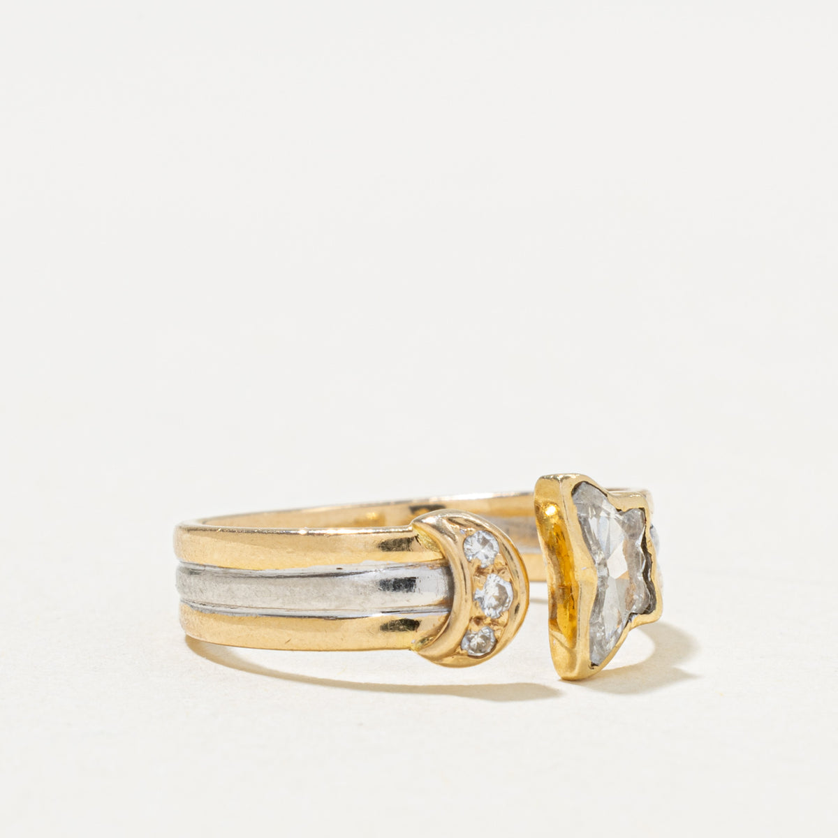 Bezel Set Butterfly Cut Diamond Grooved Ring | 0.31ctw | SZ 5.75