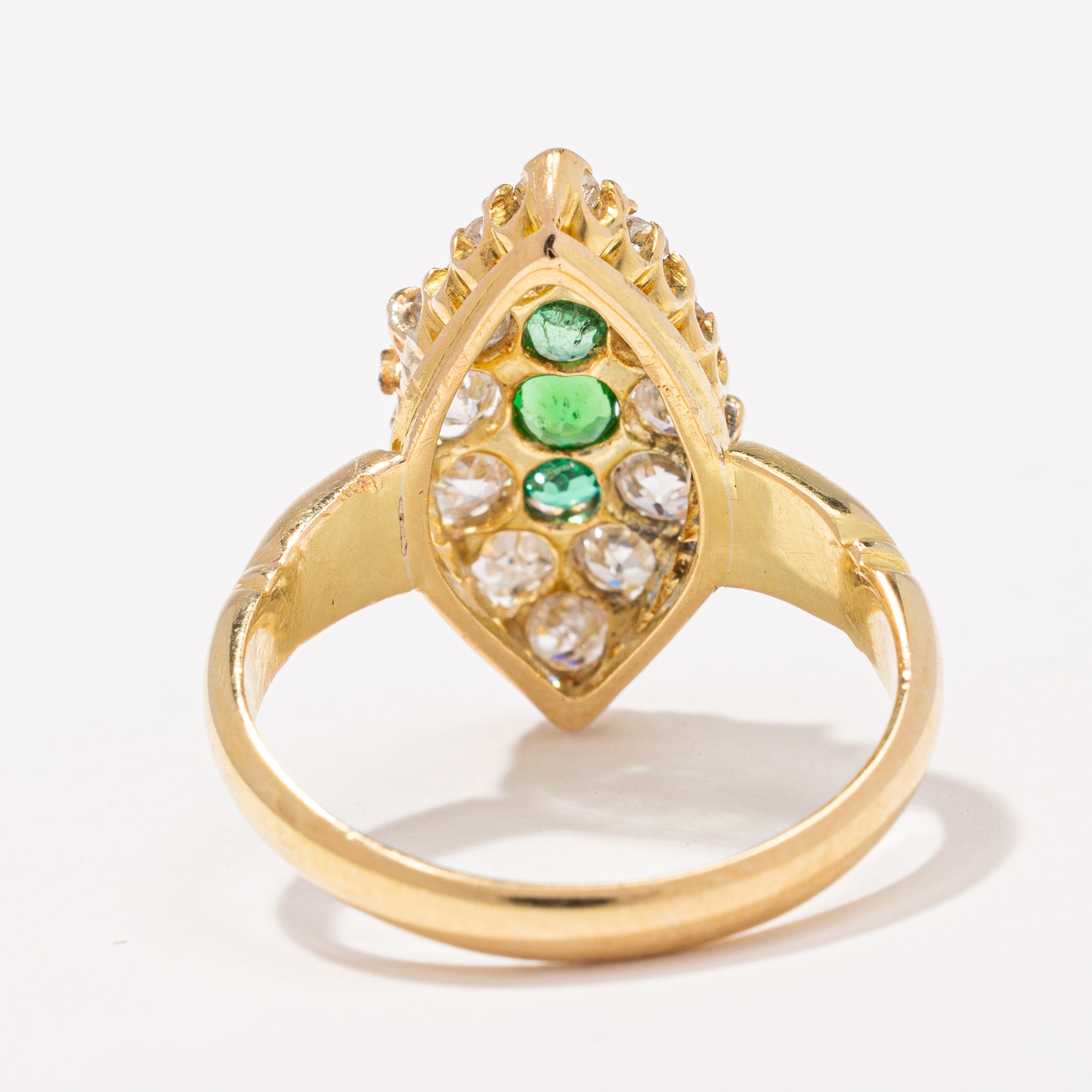 Victorian 1893 Antique Hallmarked Emerald and Diamond Ring | 1.11ctw | SZ 6.5