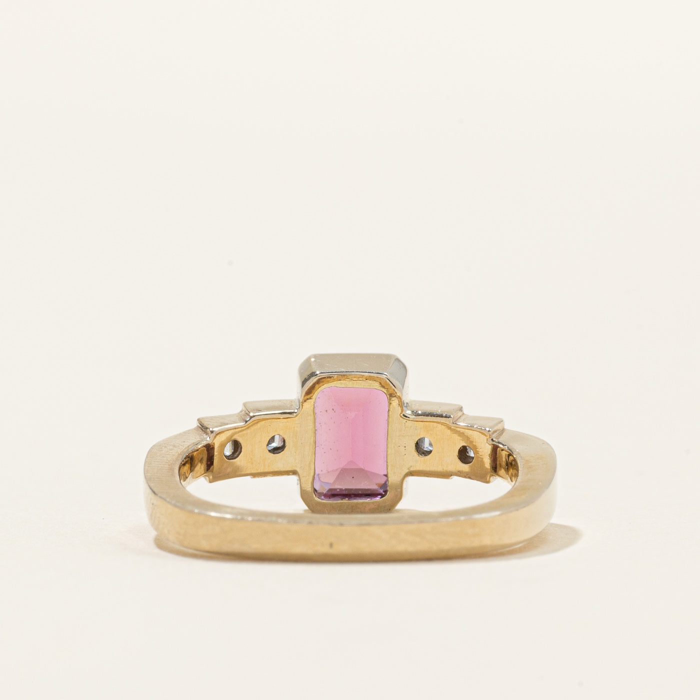 Bezel Set Pink Tourmaline & Diamond Ring | 0.97ct | 0.22ctw | SZ 5