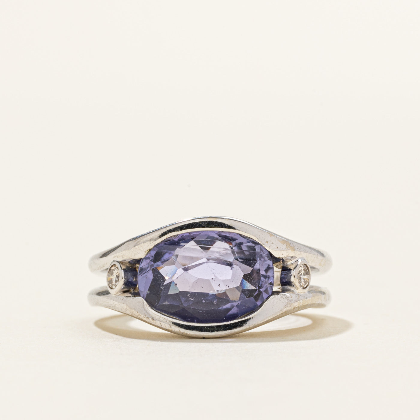 East West Colour Changing Sapphire & Diamond Ring | 3.20ct | 0.08ctw | SZ 5.75