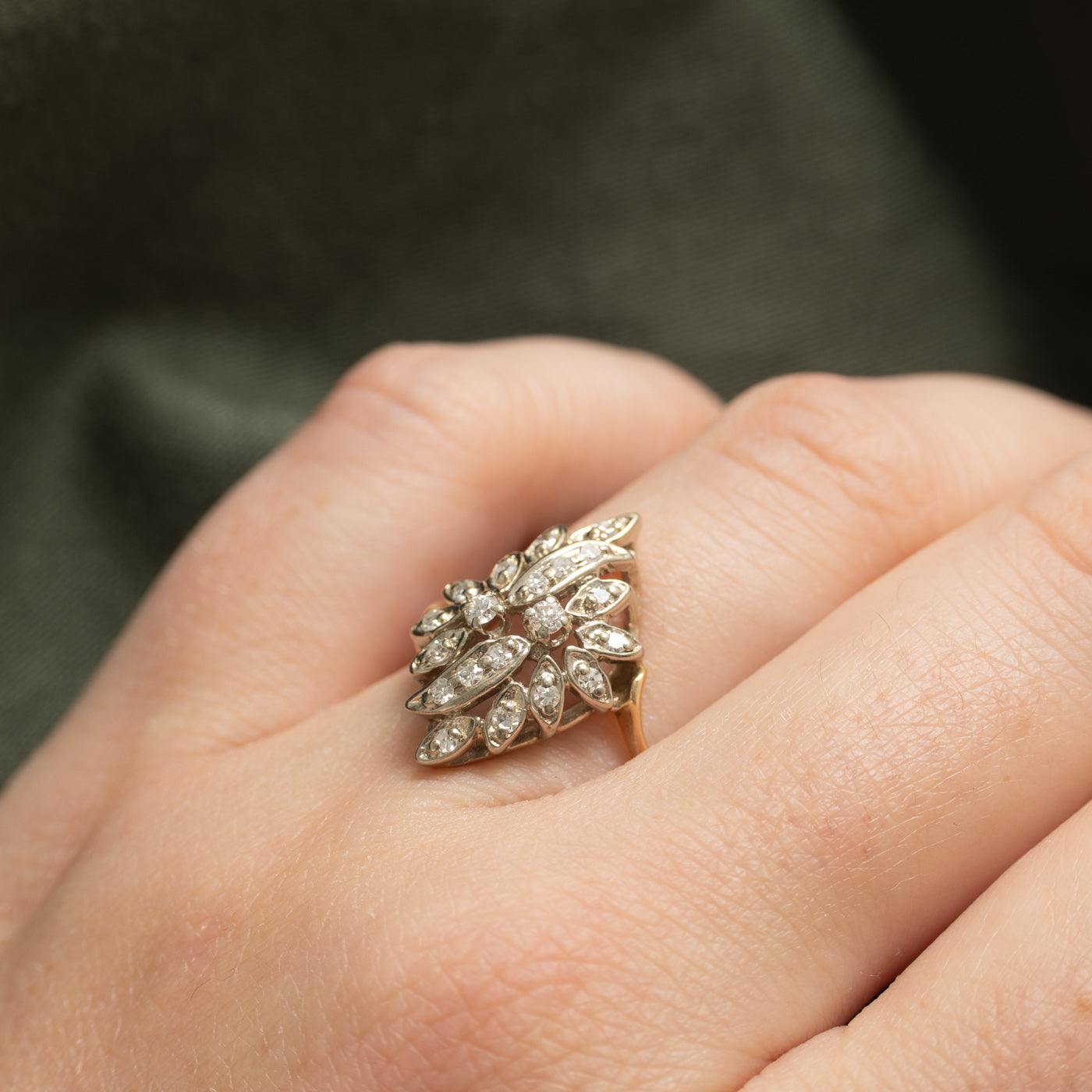 Diamond Cluster Bypass Ring | 0.34ctw | SZ 6.25